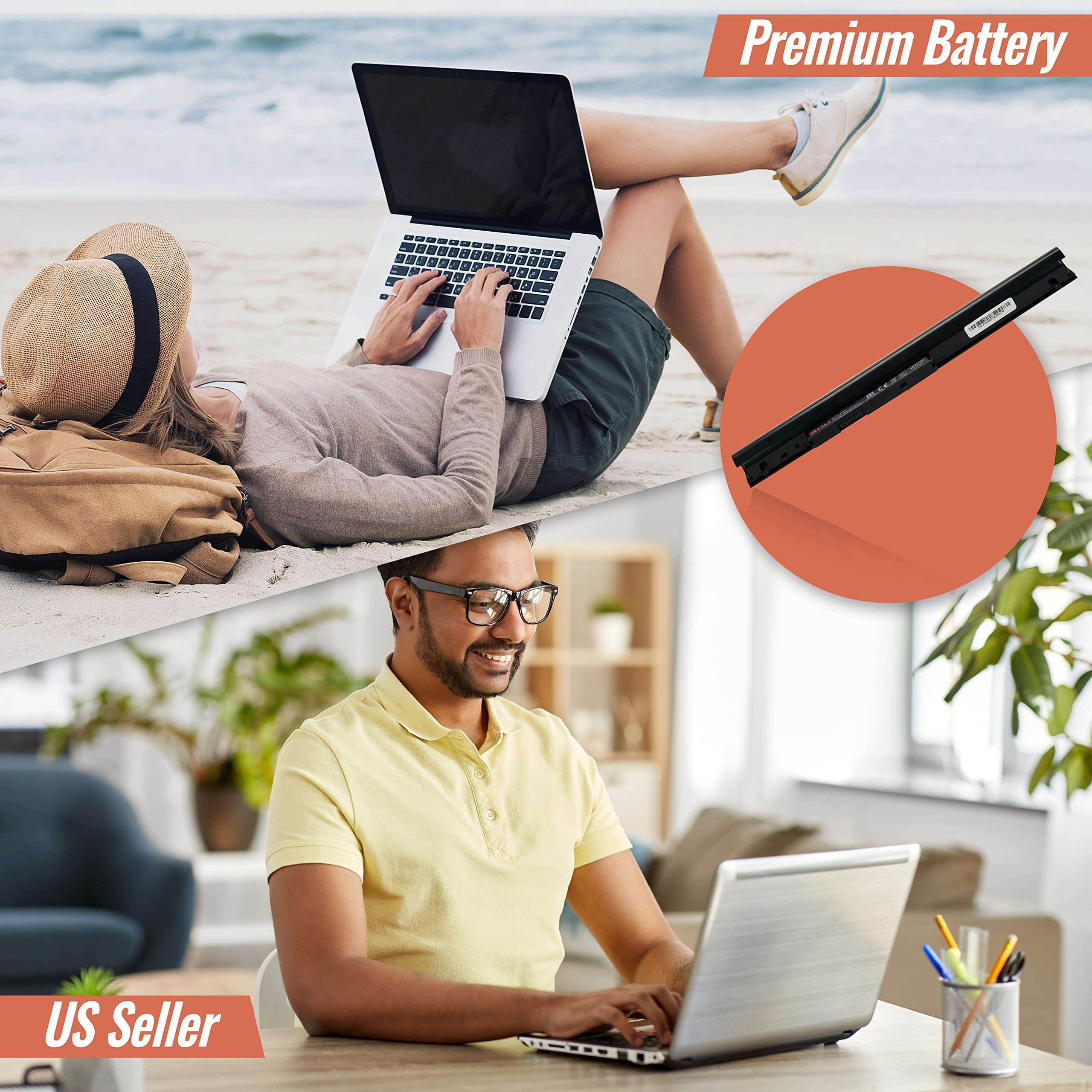 GHU New Battery 38 WH 14.8V 2600mAh Replacement Battery for OA04 OA03 740715-001 746641-001 746458-421 HSTNN-LB5Y HSTNN-LB5S HSTNN-PB5Y Li-ion 4cell 0a03 0a04 250 G3 250 G2 255 G3 15-g020dx 4