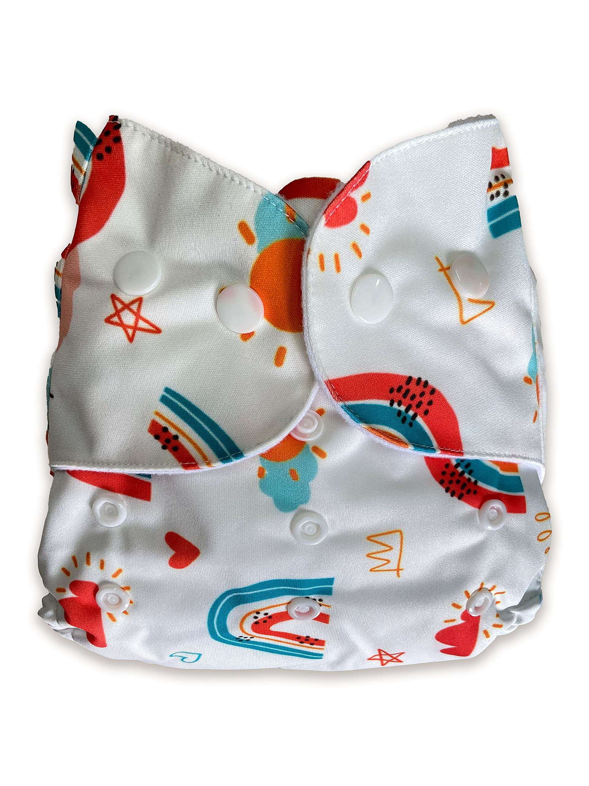 The Mom Store Cloth Diaper for Infants / Kids | Age 3 Months to 3 Years | Mutiple times Washable and Re-useable | Eco-Friendly | Snap Buttons | Stretchable | Comfortable | Combo of 5 (Colour 8) 6