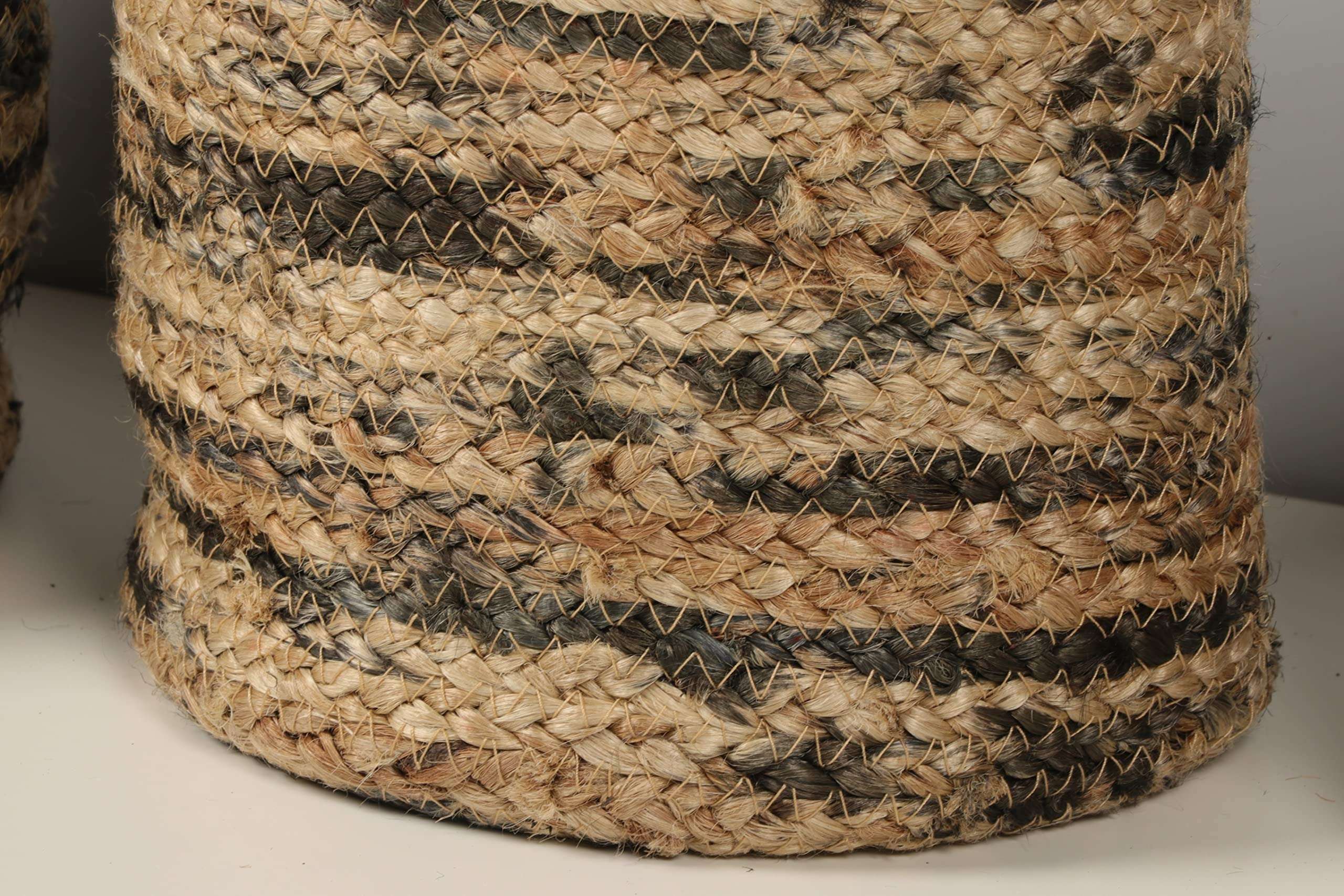 PrintShoppie Jute Basket for Storage, Clothes, Kitchen, Planter (1 Piece, Beige-Black, 15x15 cm) - Handmade Basket for Desk Organizer, Fruits, Vegetables, Home, Toys, Picnic, Wardrobe, Travelling 3