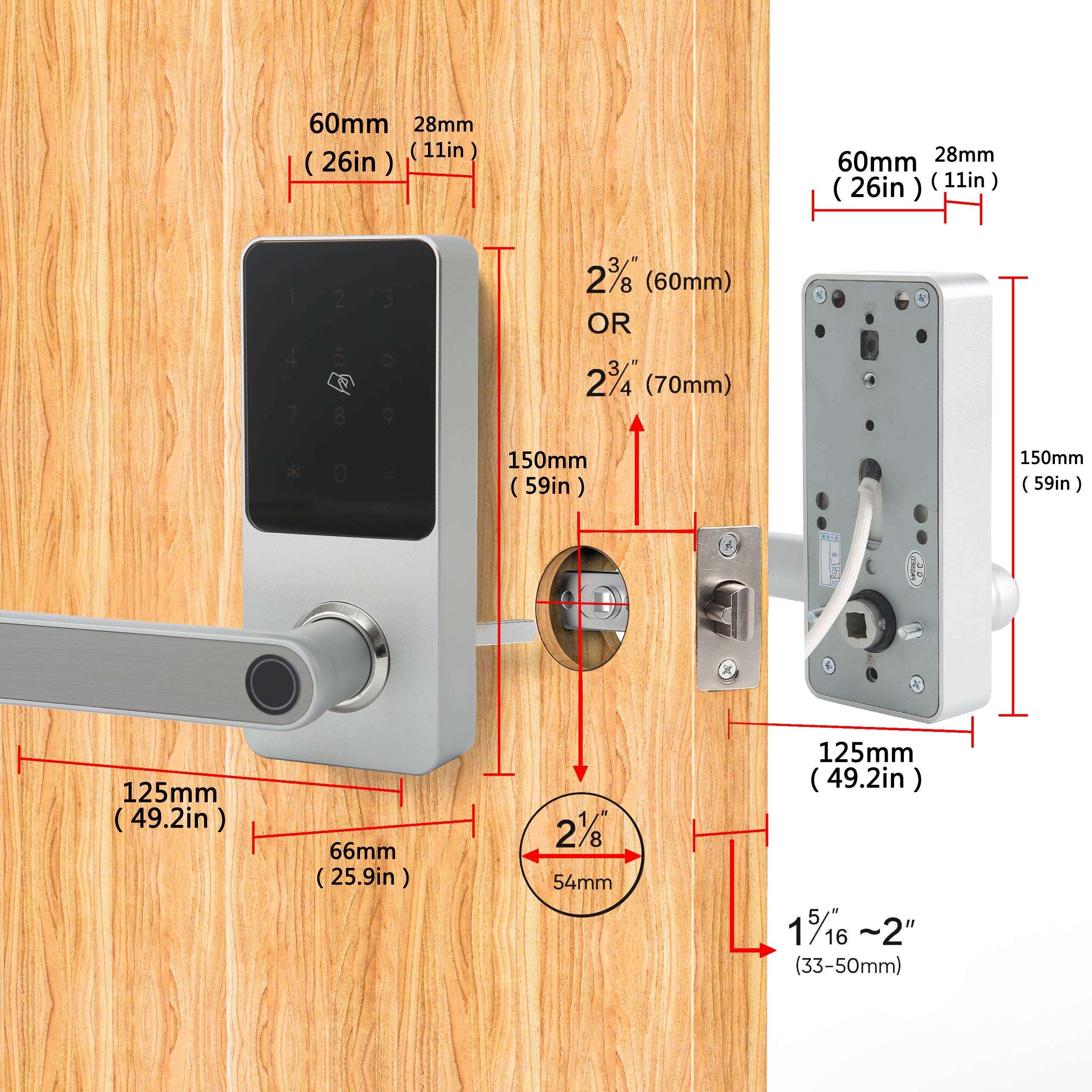 Keyless Entry Smart Door Lock, Smart Lock with Fingerprint, Touchscreen Keypad, Anti-peep Passcode, Electronic Digital Lock with Handle, High-Security Easy to Install for Home Office Hotel, Left Hand 6