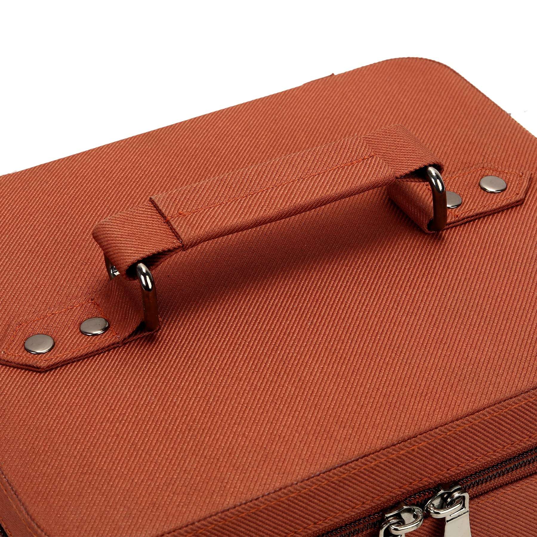 FADAK Makeup Cosmetic Box for Wedding Makeup Box Jewelry Bridal Box Trousseau Box Vanity Beauty Case Large Vanity Box Vanity Bag with Dividers for Brushes Travel Cosmetic Organizer Bag (Brown) 4