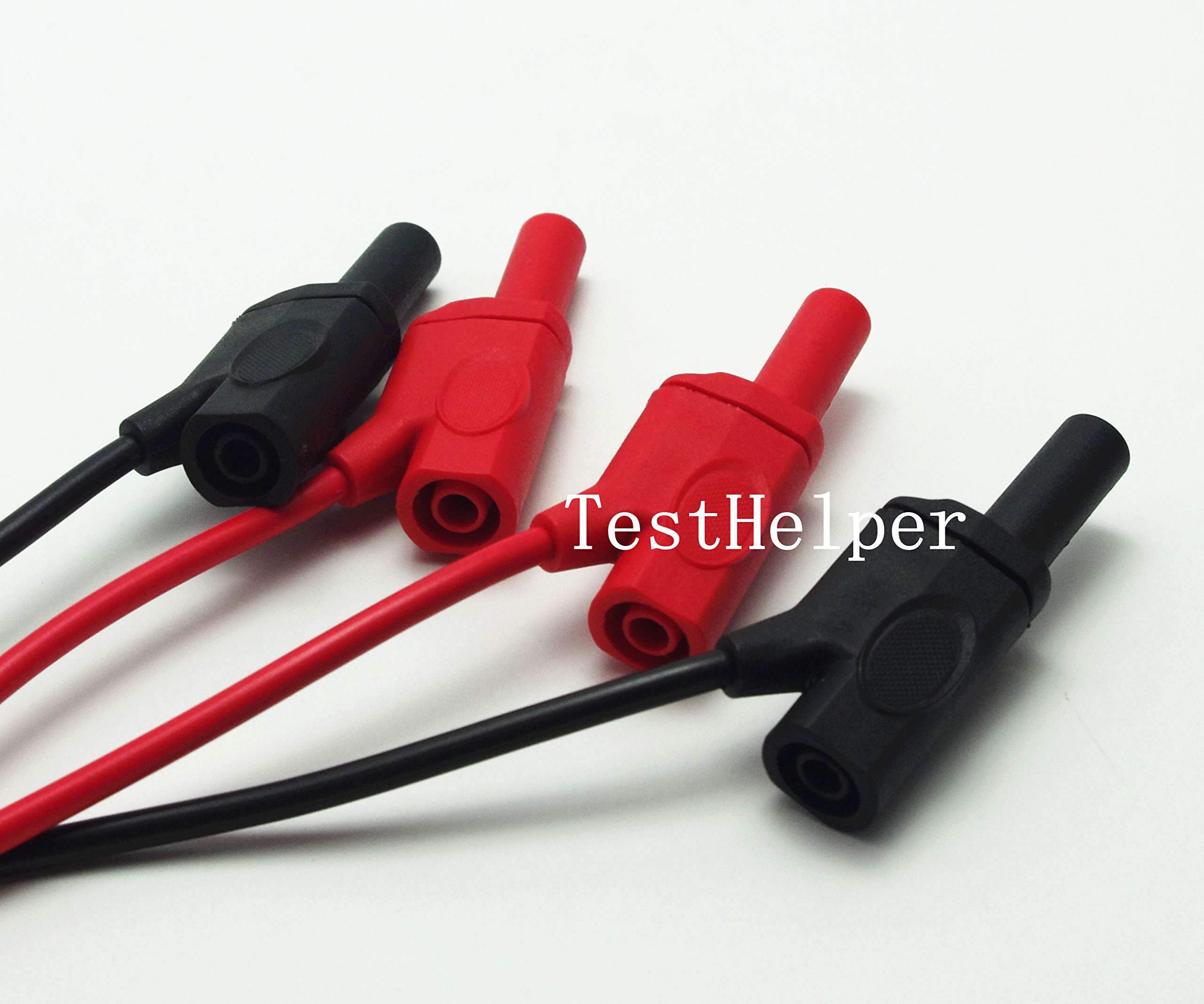 TestHelper 1M/3feet/39in PVC Test Leads with Stackable Shrouded Gold Plated Banana Plugs Red+Black 2