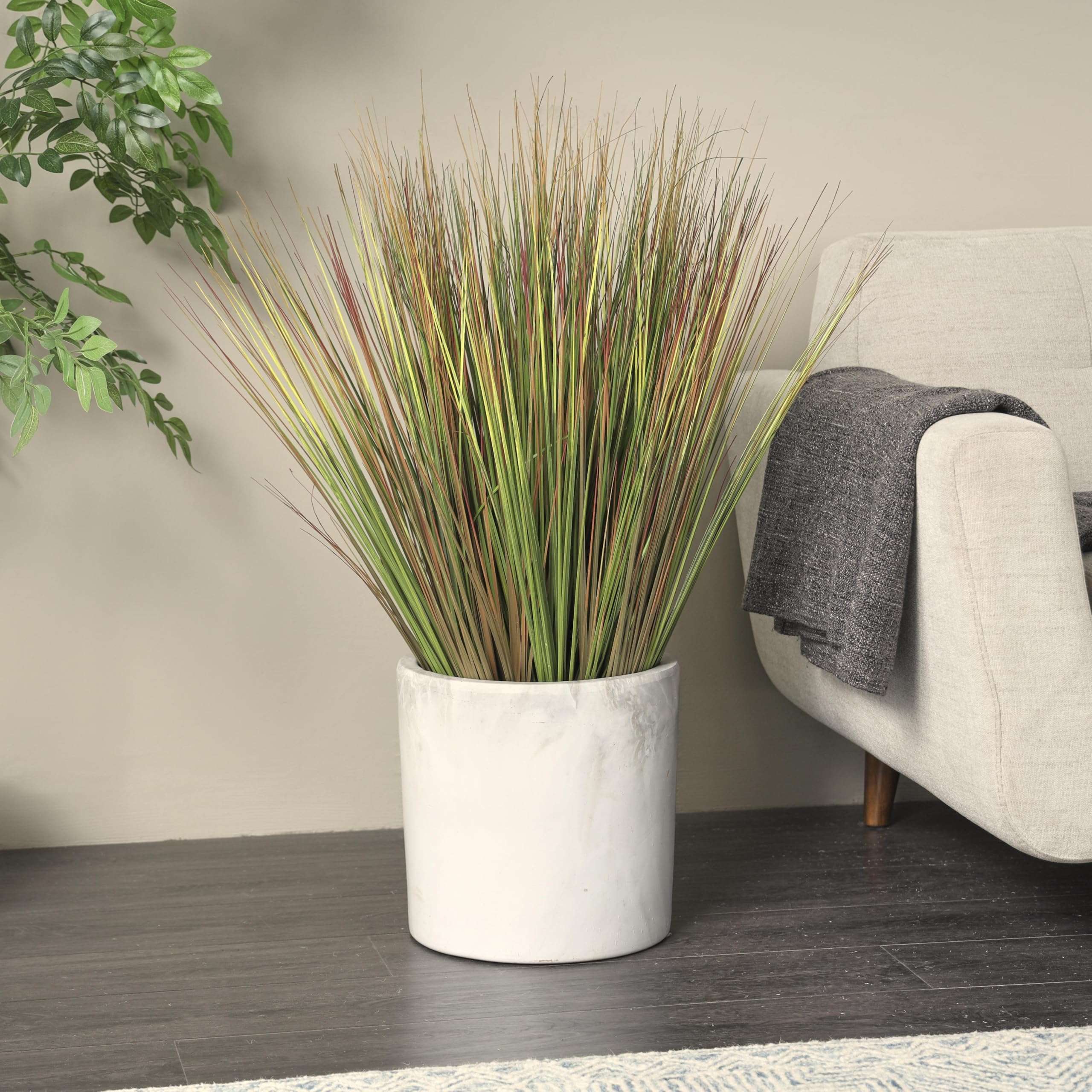 Deco 79 Faux Foliage Onion Grass Artificial Plant with Black Plastic Pot, 45" x 45" x 36", Green 6
