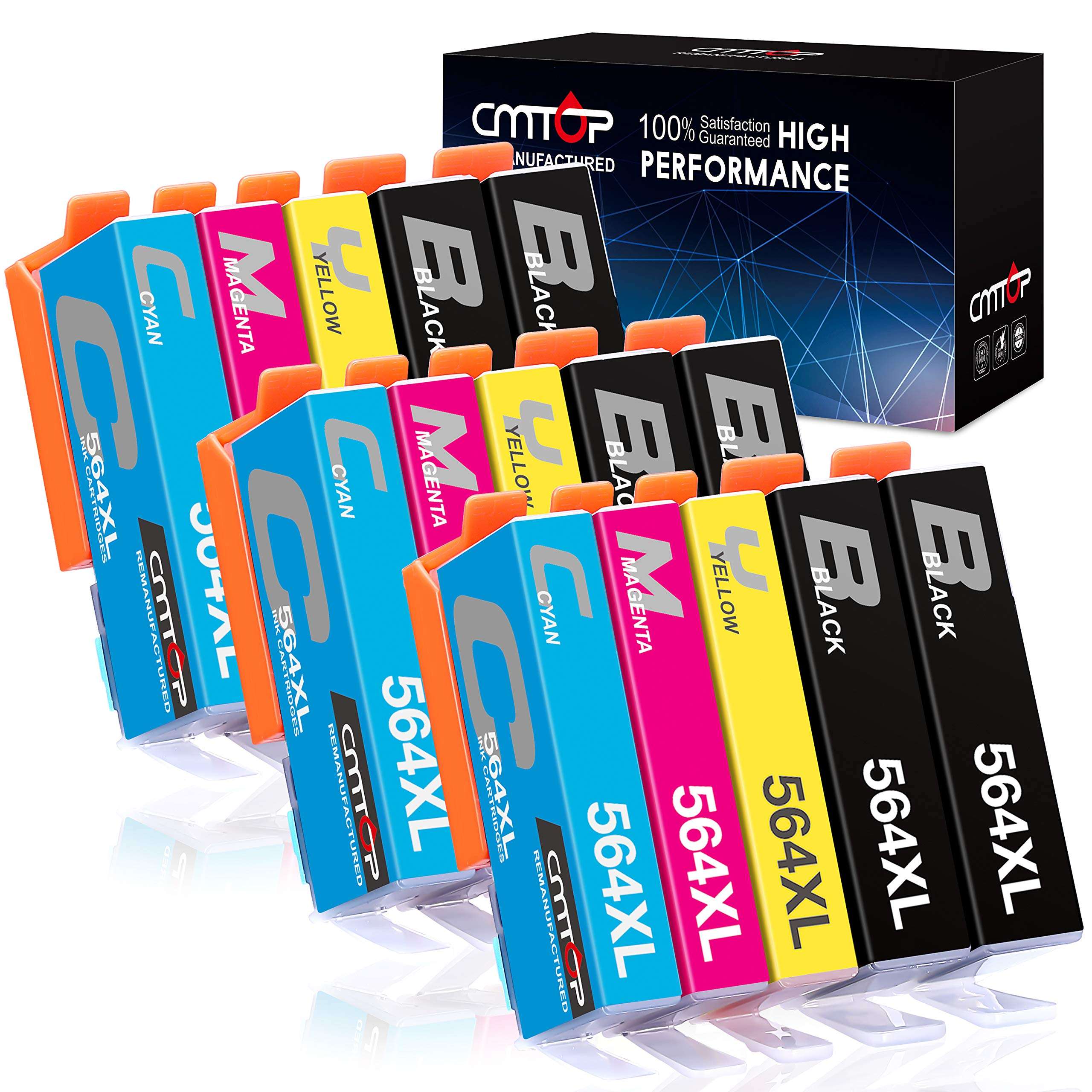 CMTOP 564XL Compatible Replacement for HP 564 Ink Cartridges, for HP Photosmart 5520 6520 7520 5510 6510 7510 C309A C410A Officejet 4620 Deskjet 3520 Printer (6 Black, 3 Cyan, 3 Magenta, 3 Yellow) 1