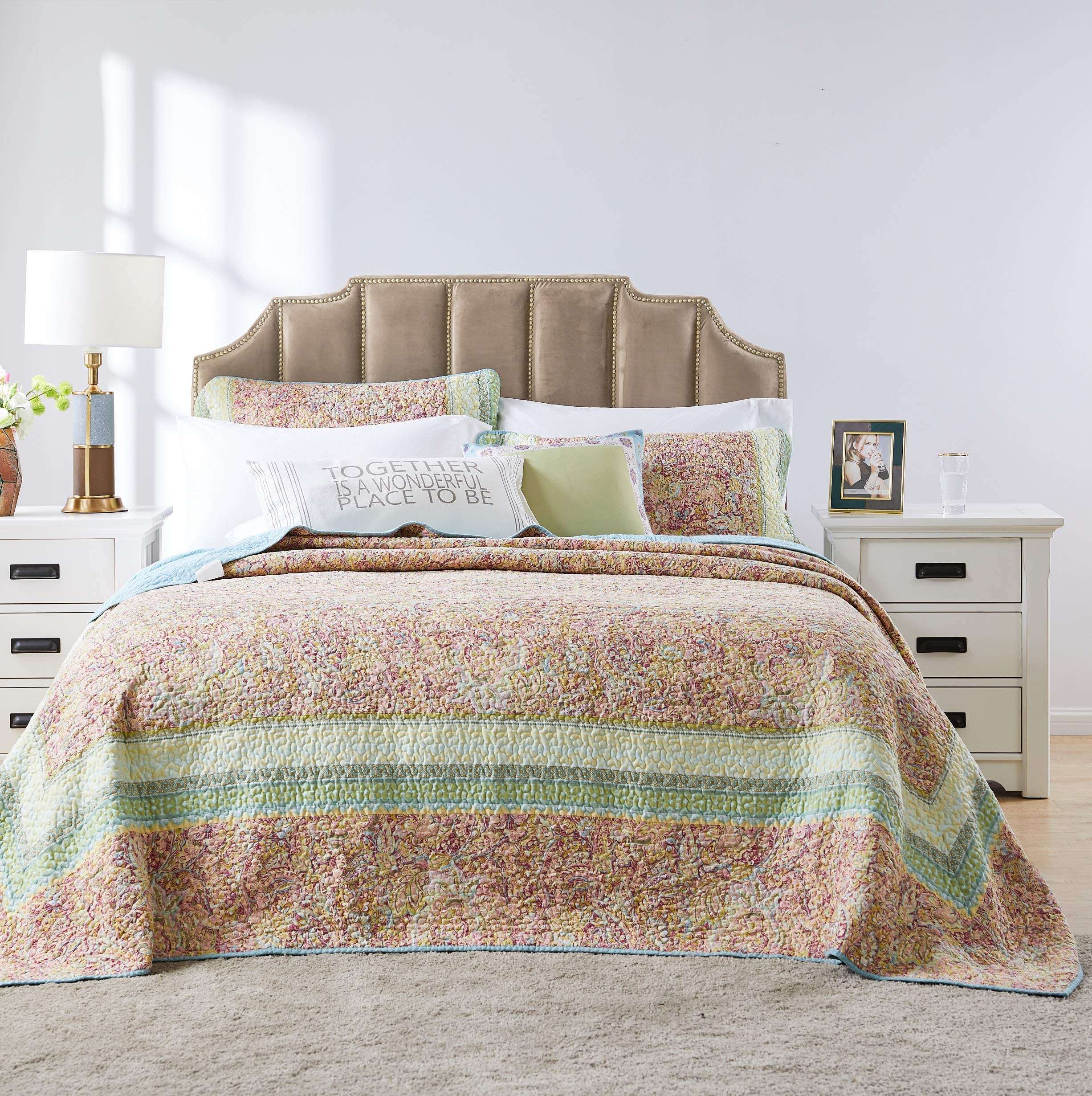 Barefoot Bungalow Palisades Pastel Bedspread Set, 3-Piece, King 1