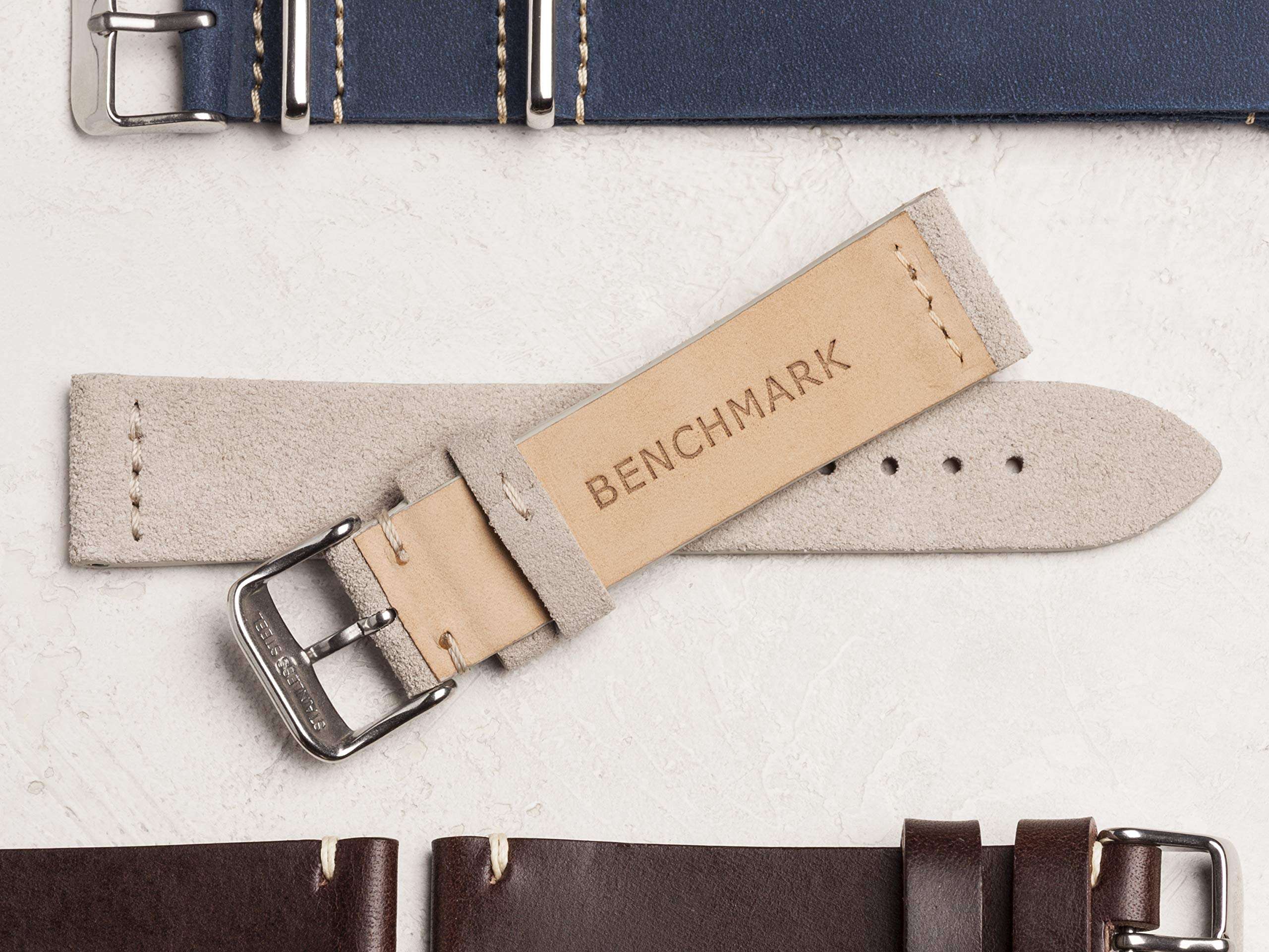 Benchmark Basics Slate Grey 20mm Suede Watch Strap - Vintage Leather Watch Band for Men & Women - Compatible with Regular & Smart Watches 5
