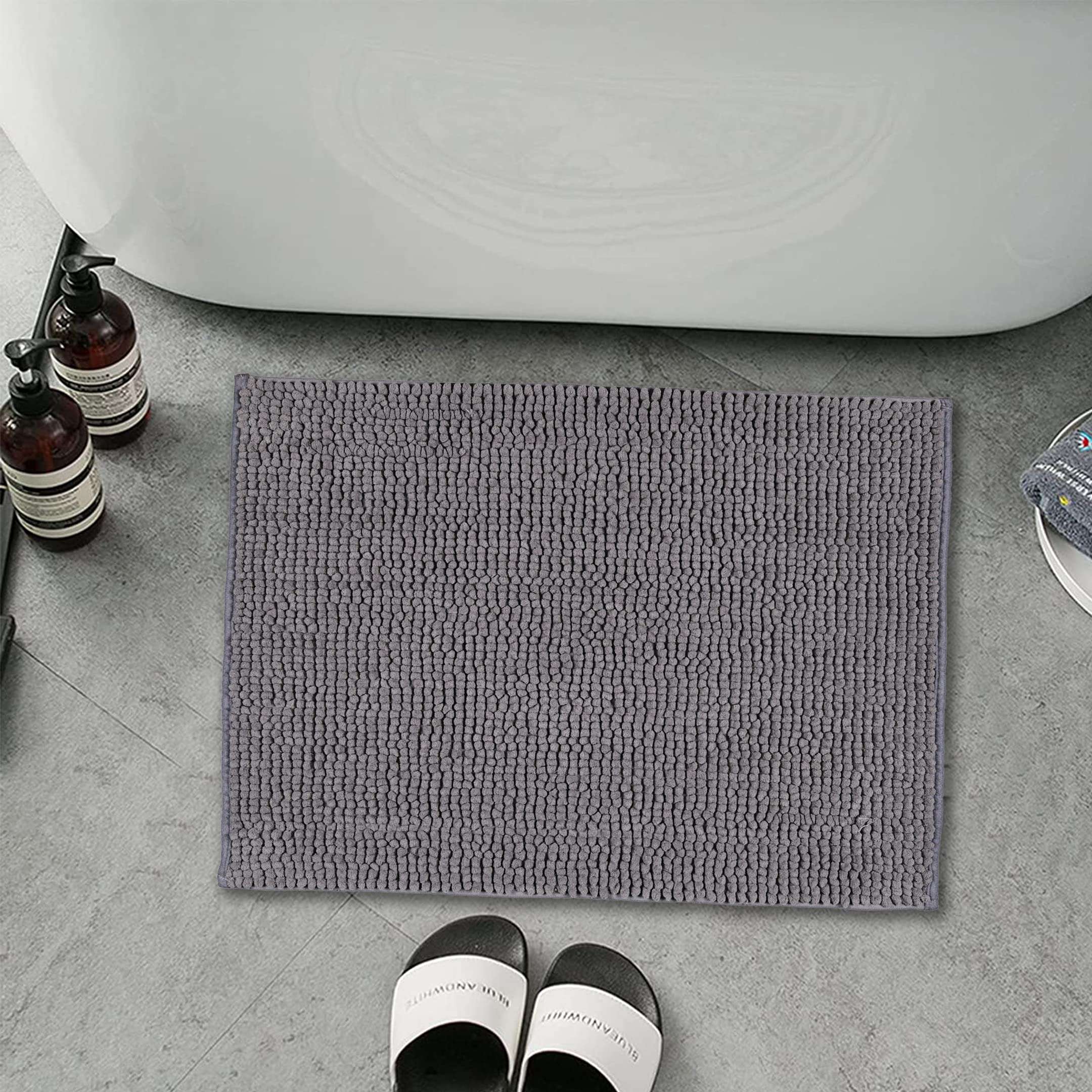 Basics Plush Chenille Bathmat 40x60 cm. by Saral Home(Grey) 1