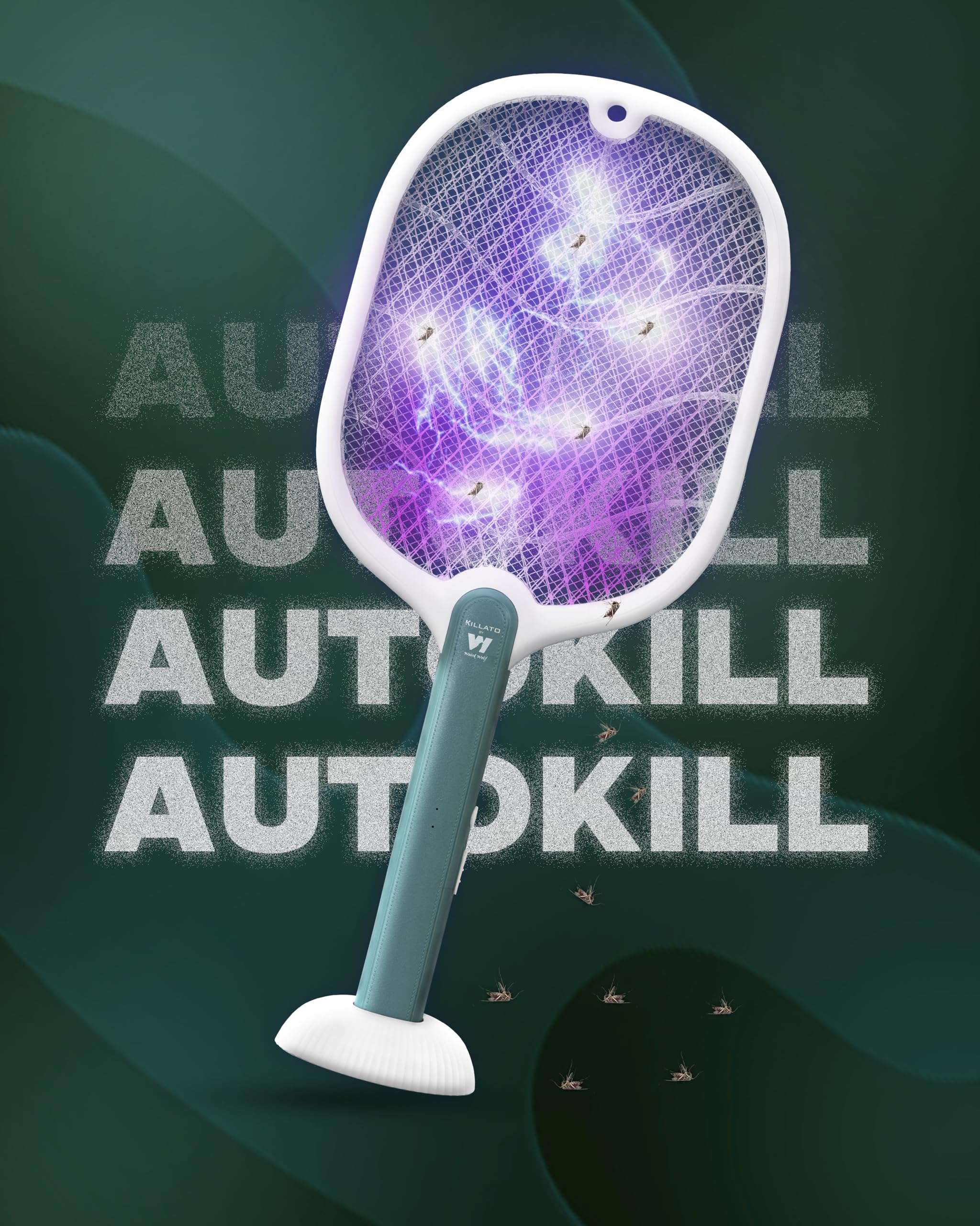 Weird Wolf 2 in 1 Mosquito Killer Racket with UV Light | Manual & Auto Kill Modes | Rechargeable Lithium Battery | Type-C USB Charging | Electric Mosquito Bat with Base Stand | 6 Months Warranty 6