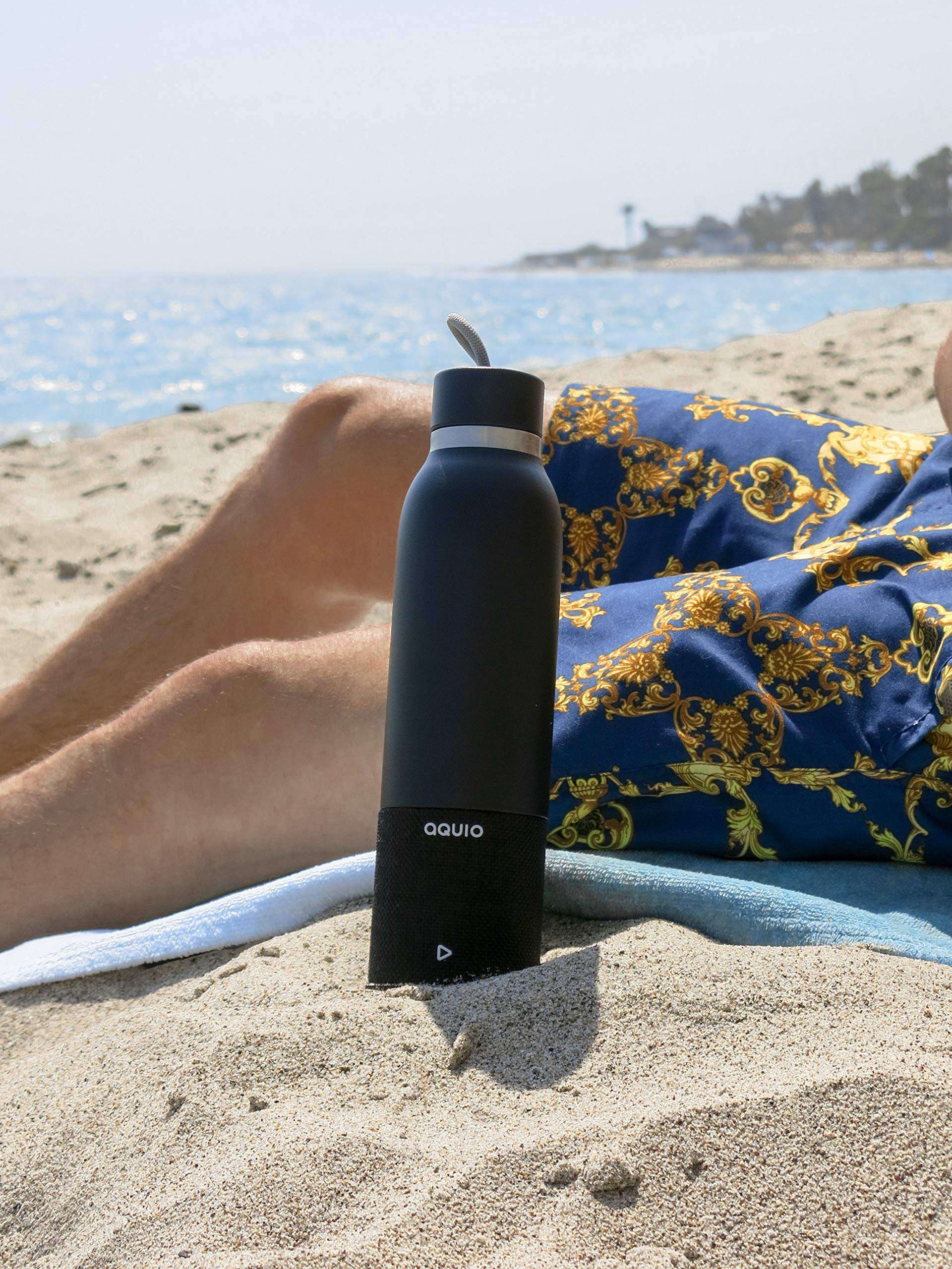 Aquio IBTB2BB Double-wall Steel Insulated Hydration Bottle with Rechargeable Bluetooth Wireless Speaker, Powered by iHome, Midnight, Midnight Black 6