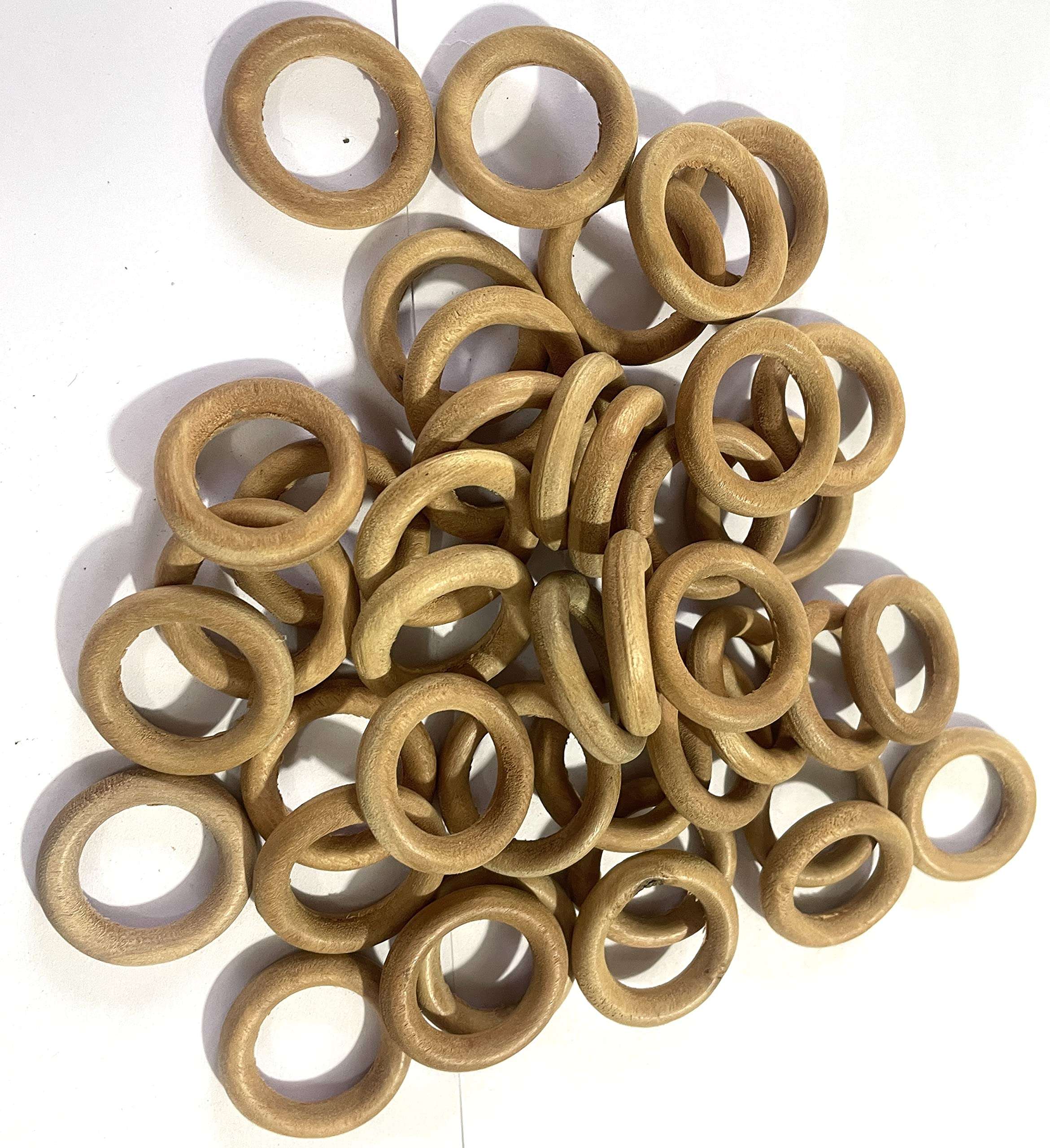 OMX Round Wooden Rings Set of 50 Pc Rings-Macrame, DIY Art and Craft, Jhula, Toran, Bag, Bunting, Door Hanging, Wall Hanging (1.5 Inch) 5