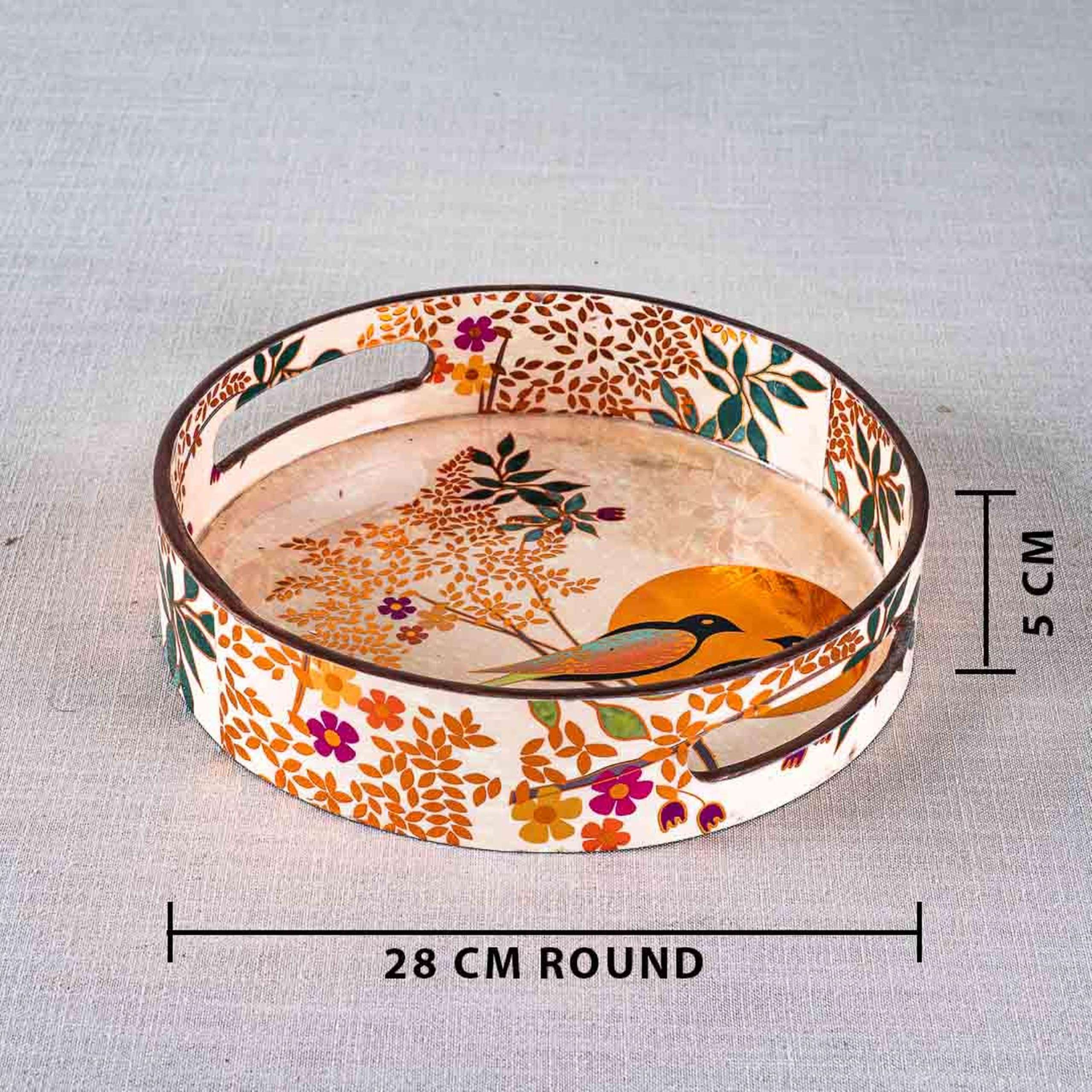 AAWRUN Love Bird MDF Round Tray Design Nine 11 Inch Round | Style 20 6