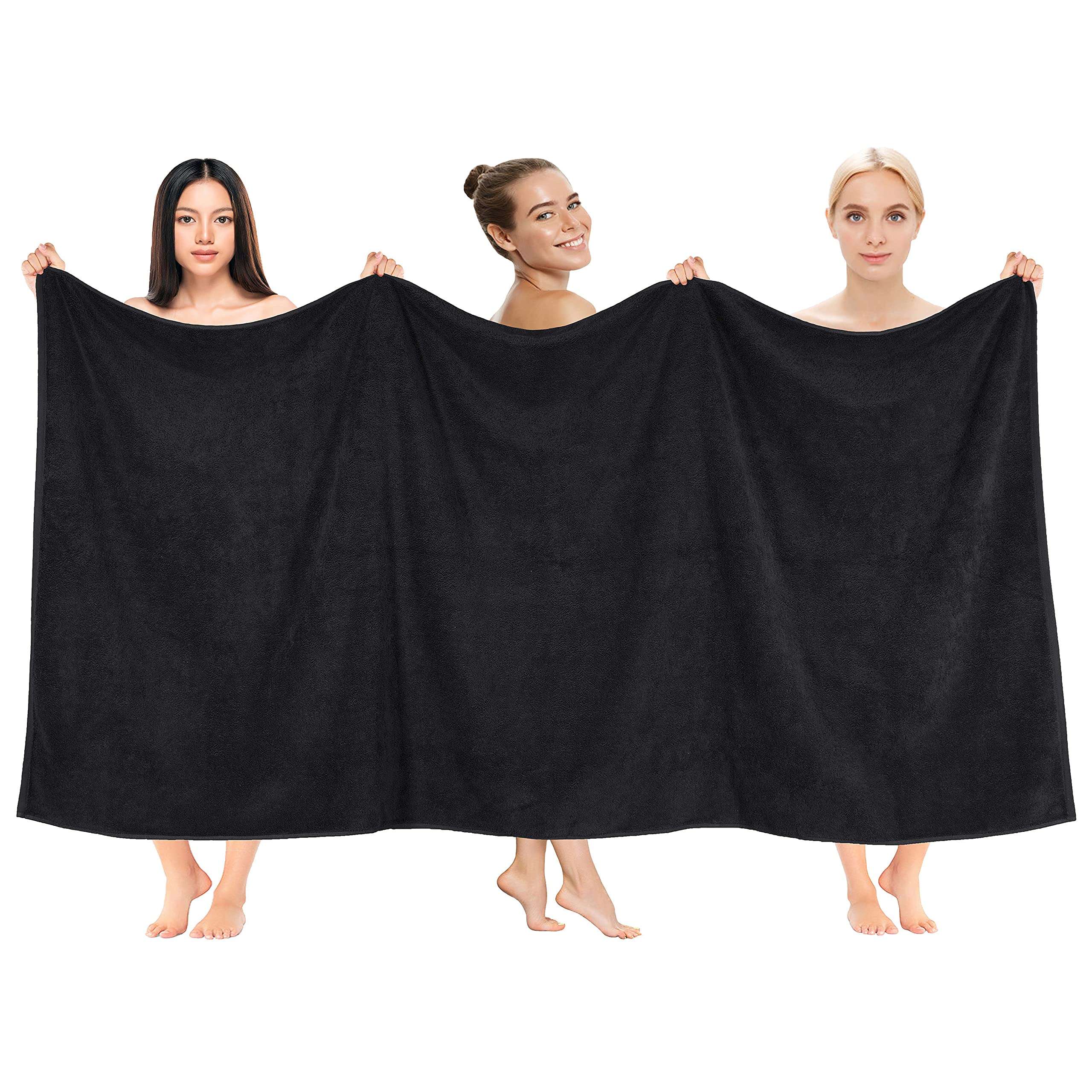 40x80 Inches Jumbo Size, Thick & Large 650 GSM Bath Sheet Cotton, Luxury Hotel & Spa Quality, Absorbent and Soft Decorative Kitchen and Bathroom Turkish Towels, Coal Black 1