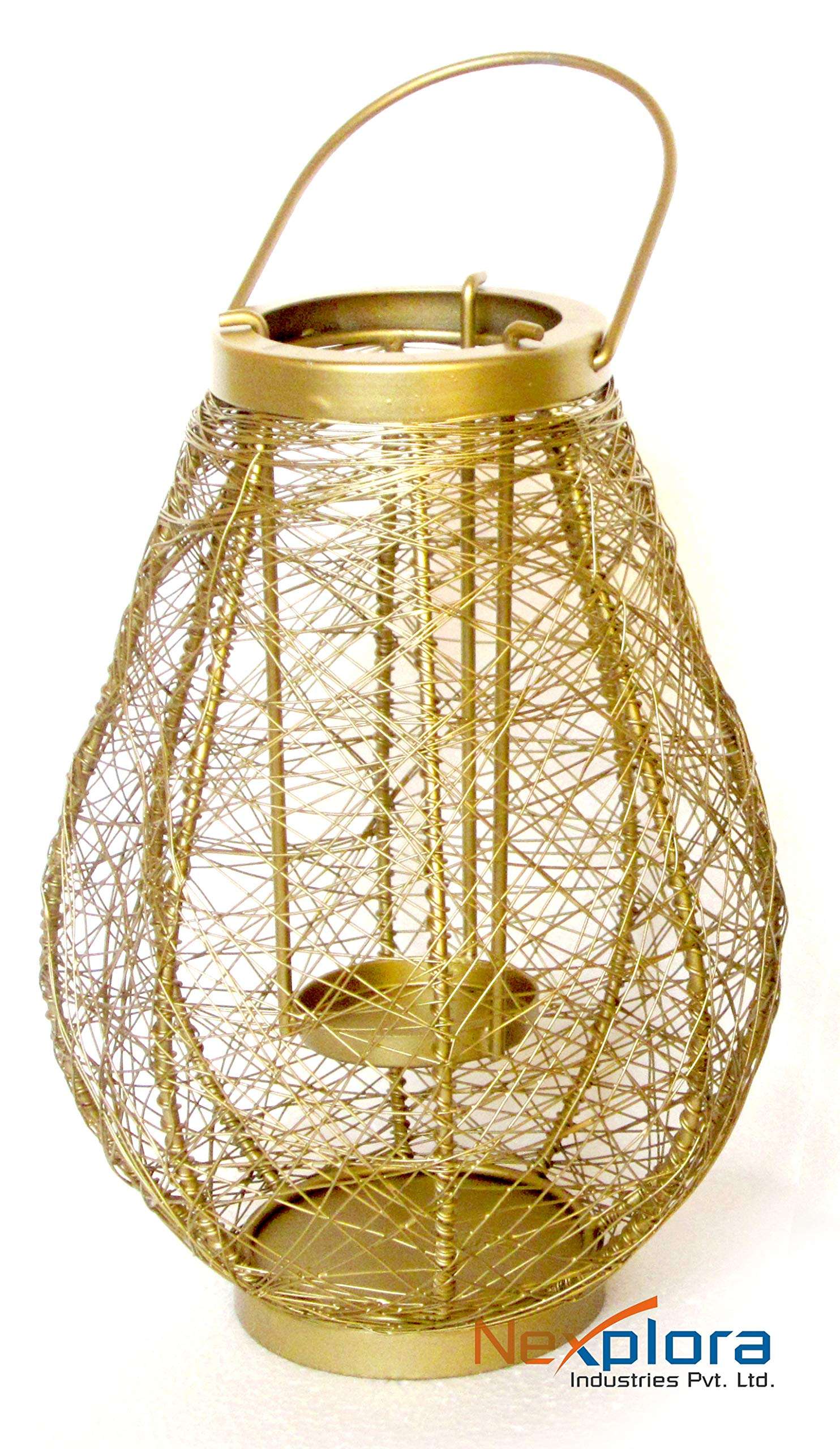 Nexplora Industries Pvt. Ltd. Metal Decorative Bird Nest Shaped Tealight Candle Holder, Height 24 cm, Golden, 1 Piece 6
