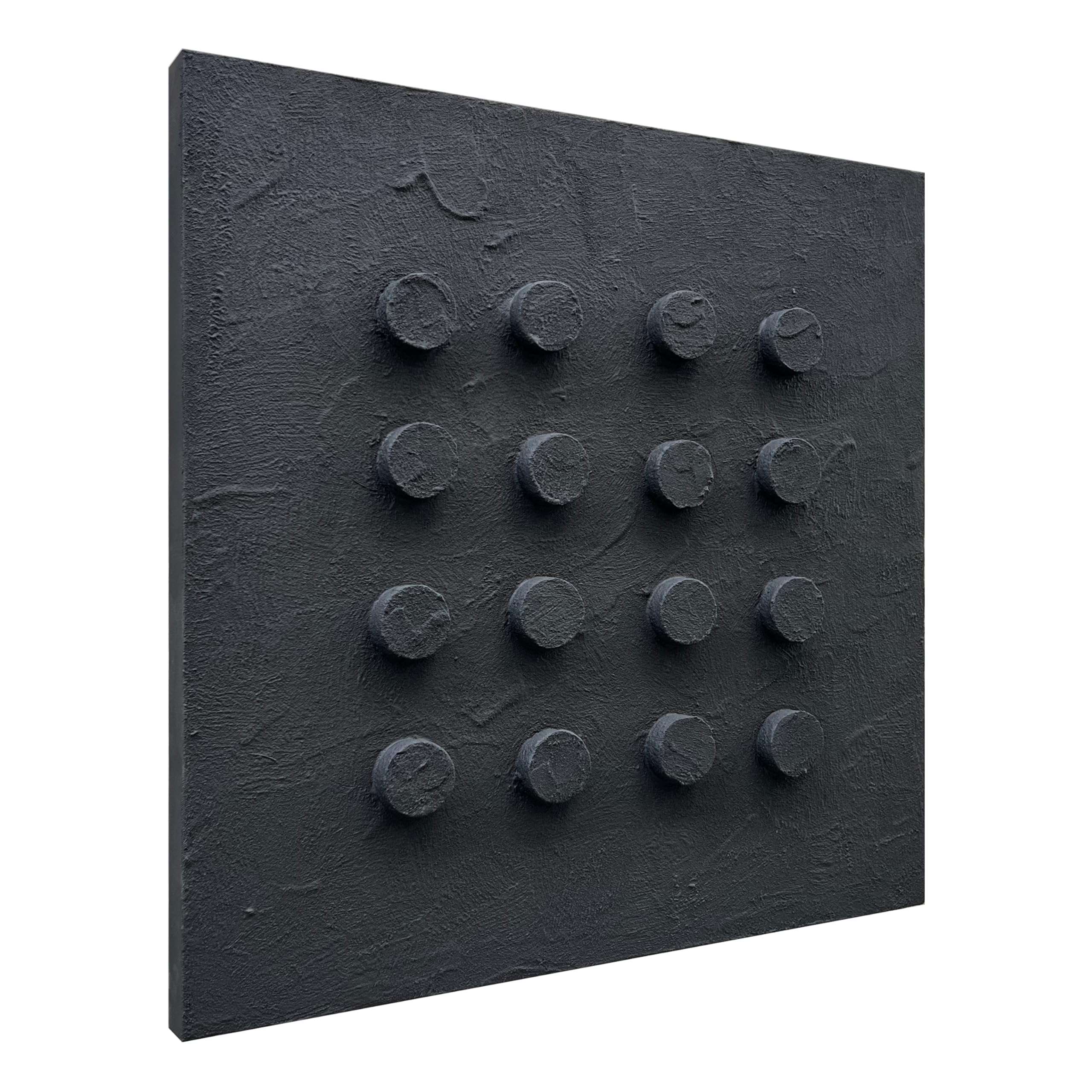 NANKAI Art Hand-Painted Black Thick Texture Abstract Art Oil Painting 24x24 inch Modern Minimalist Art Home Wall Decoration Painting 3