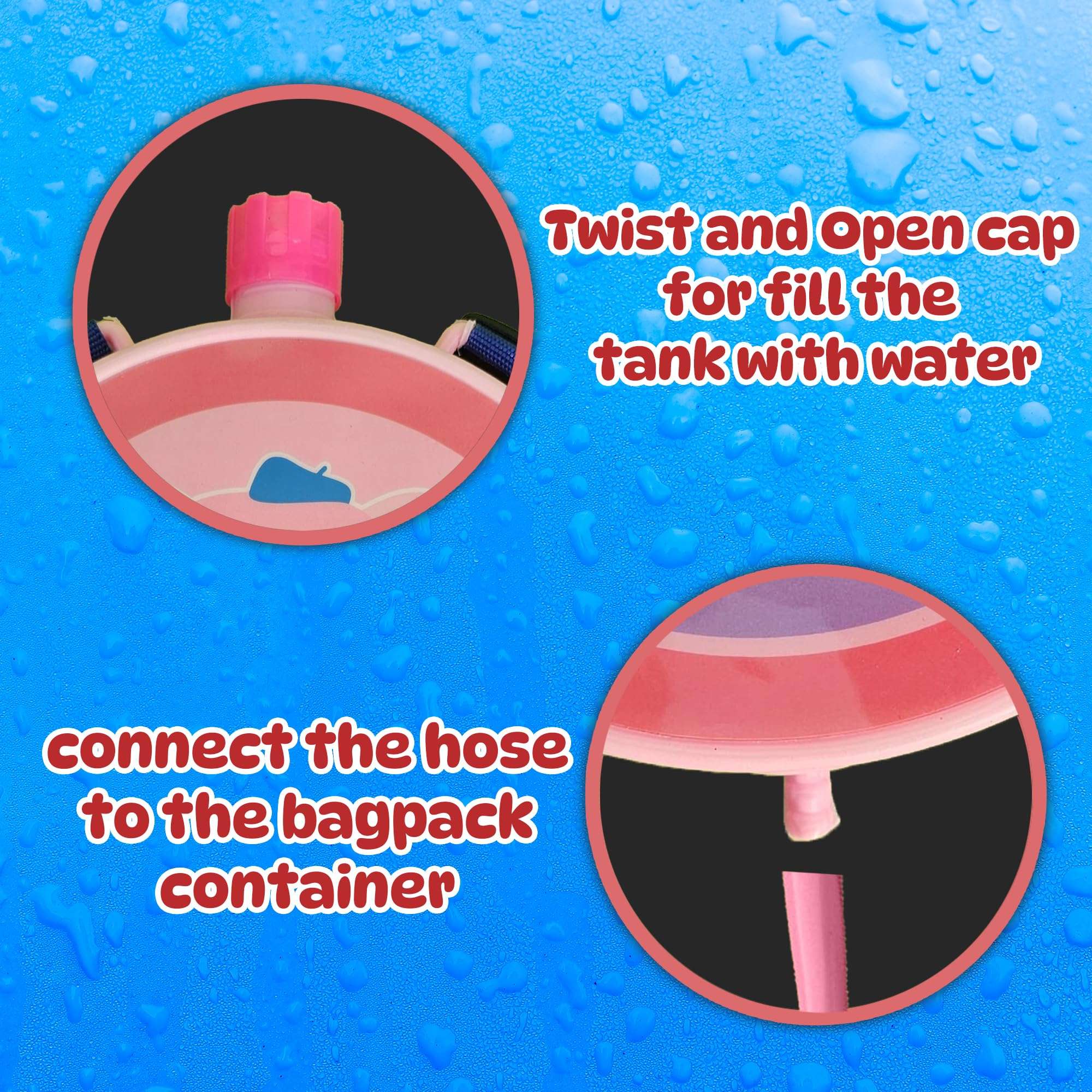 PoPo Toys Holi Pressure Pichkari with Unicorn Bag Tank- 3 LTR, with Free Balloons, Gulal and Surprise Holi Gift | Pink 3