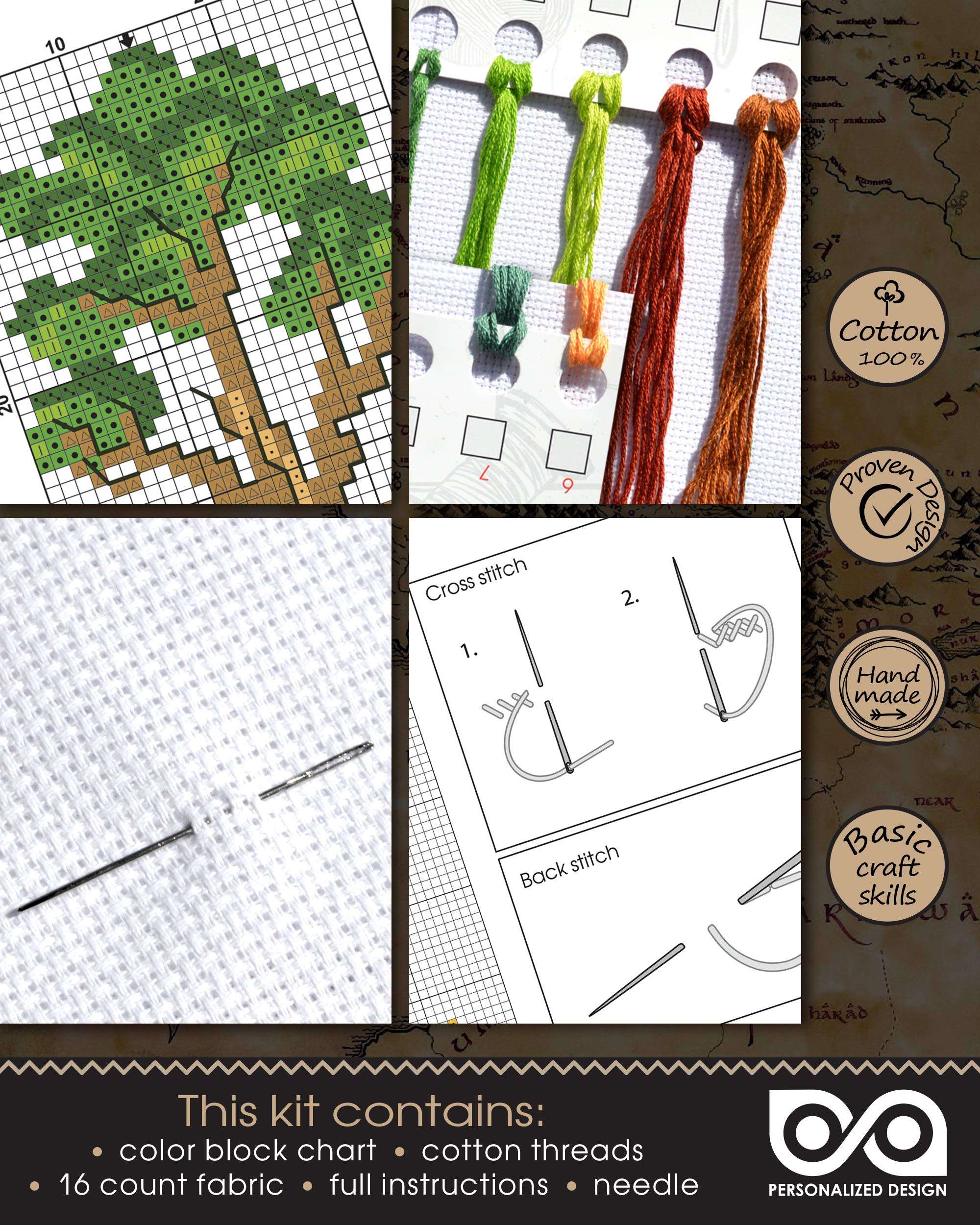 Personalized.Design Cross Stitch Kit 'Lord of The Rings: The Shire of Middle-Earth' - DIY Embroidery Bookmark with Pattern 4