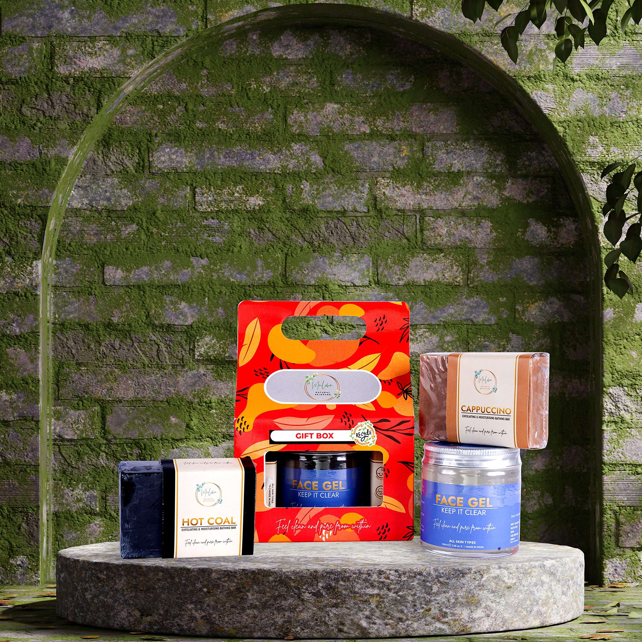 Muloha Hot Coal Bar, Face Gel, Cappuccino Bar | Gift Set Box |Combo Pack of 3 | For Men All Skin types 6