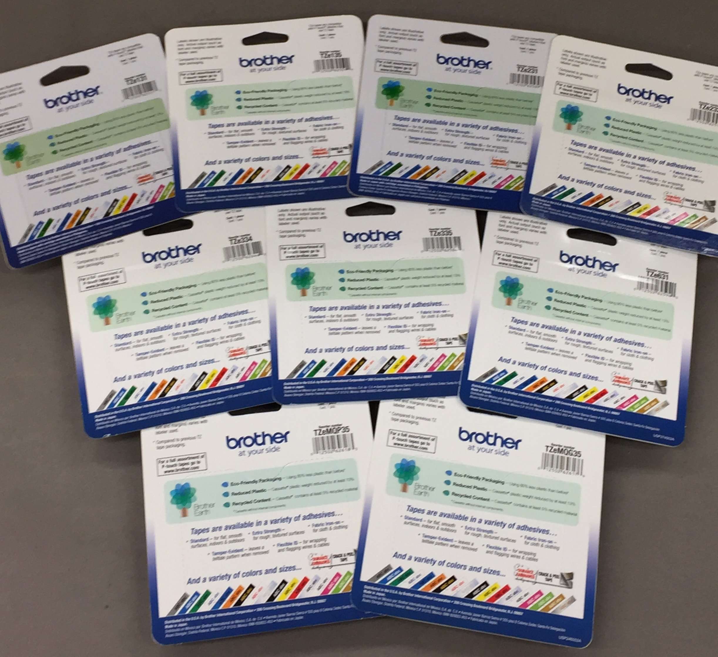 Genuine Brother TZe 1/2" (12mm) Color Variety Pack (9 Tapes) for All Brother P-Touch Label Makers That use TZe Series Tape. 2