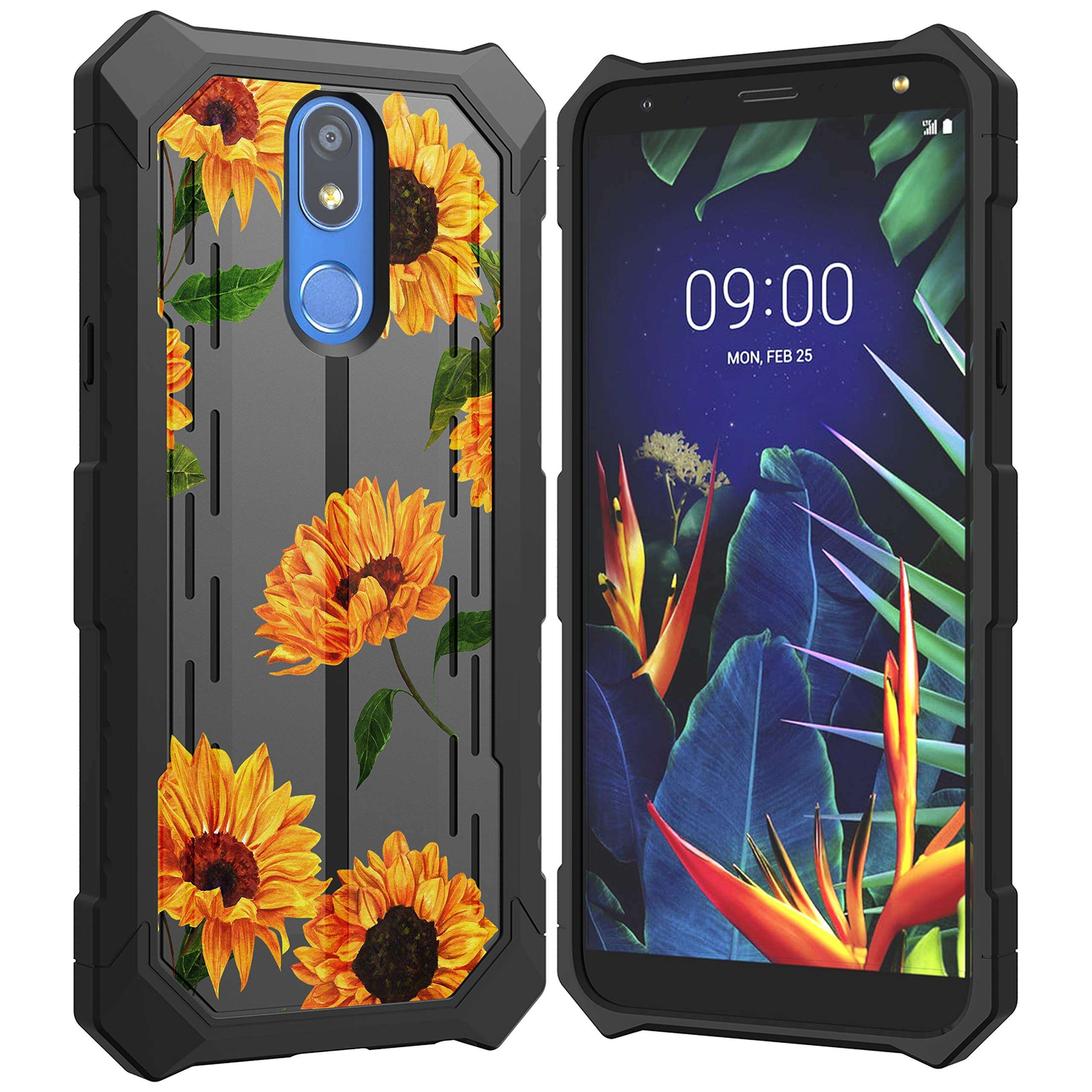 MINITURTLE Compatible with LG K40, LG K12 Plus, LG X4 (2019) Hard Back Cover Fitted Bumper Rugged Defender Protective Shockproof Case - Sunflowers 5
