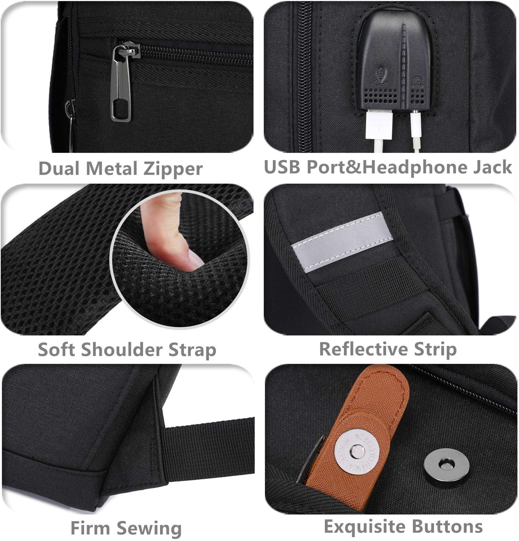 HFSX Laptop Backpack Men Women Vintage Backpack Bookbag College Backpacks Stylish Backpack Black Fits 15.6 Inch Laptop 6