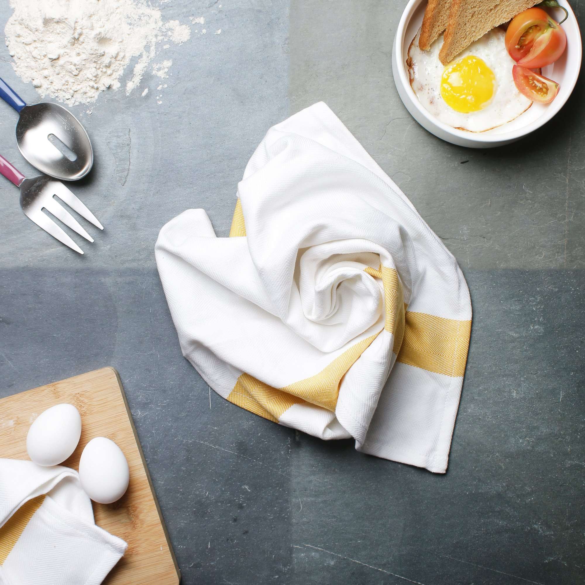 Amazon brand - Umi Herringbone Kitchen Dish Towels(16"x26",4-Pack, Yellow) 4