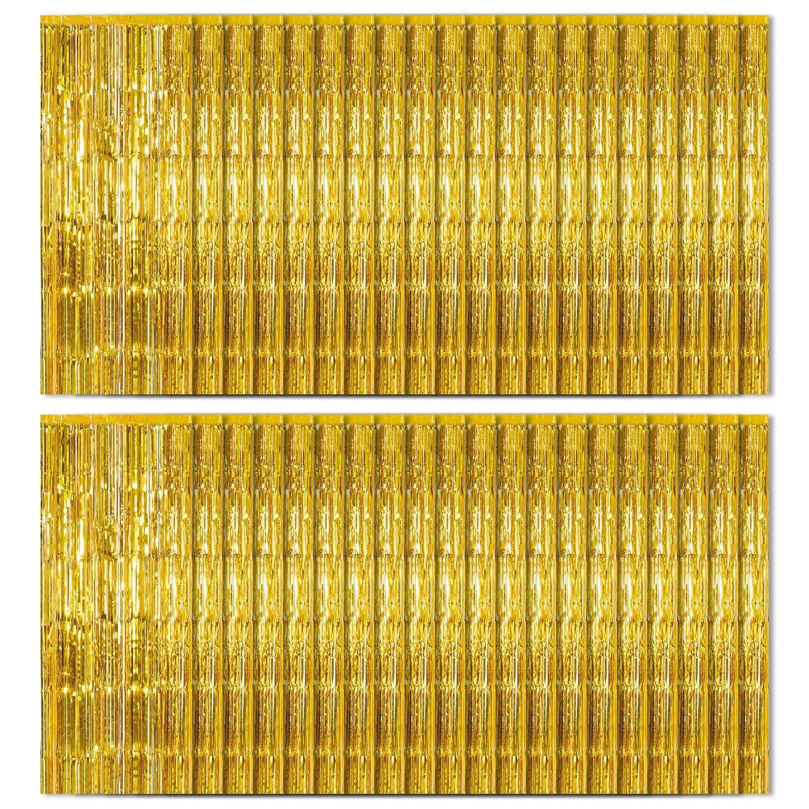 40 Pack Gold Foil Curtain Backdrop Metallic Tinsel Foil Fringe Curtains Photo Booth Props for Birthday Party Decoration Christmas Holiday Halloween New Year Party Supply 1