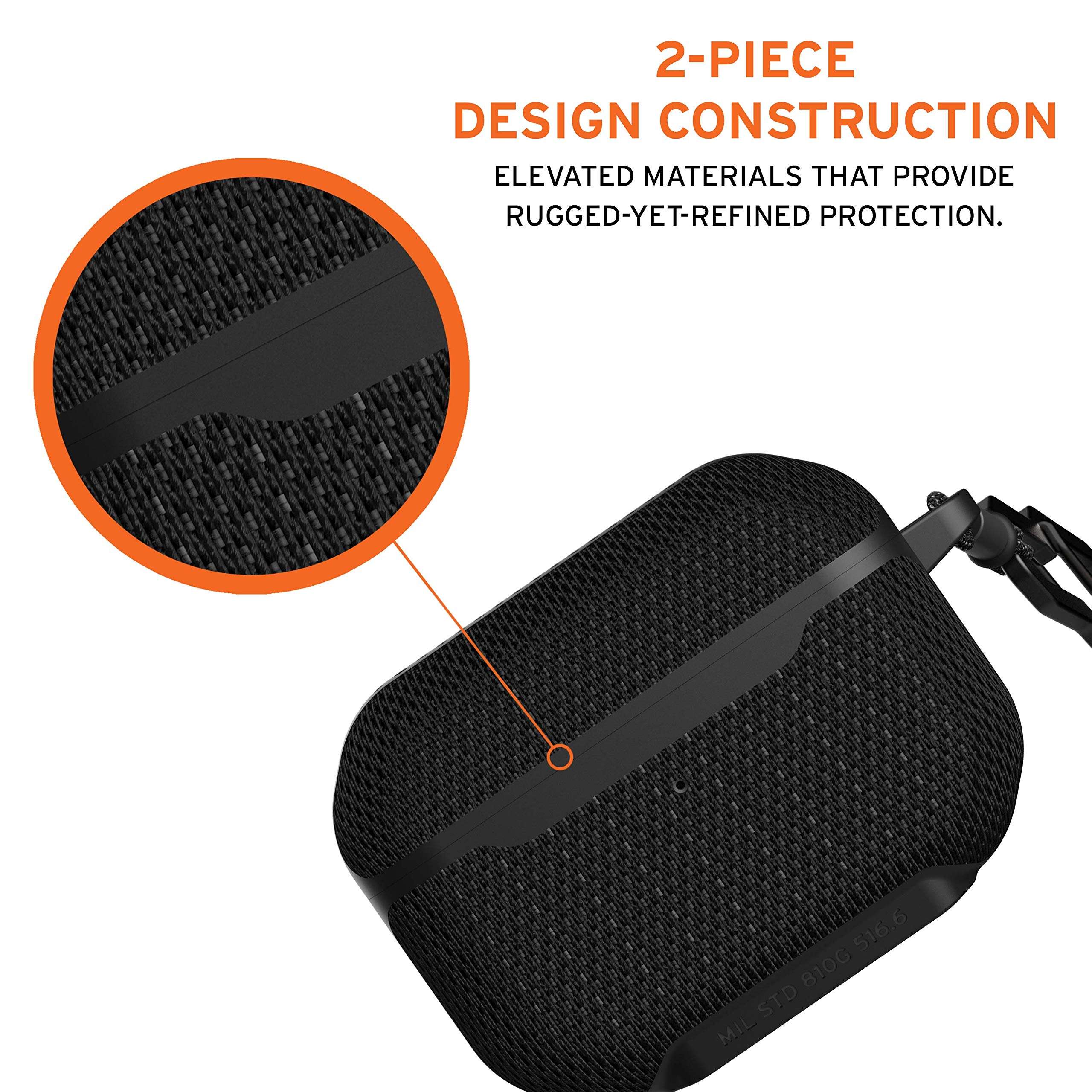 URBAN ARMOR GEAR UAG Compatible with AirPod Pro Case FIBR ARMR Metropolis Black Full Body Rugged Protective Abrasion Resistant with Carabiner 5