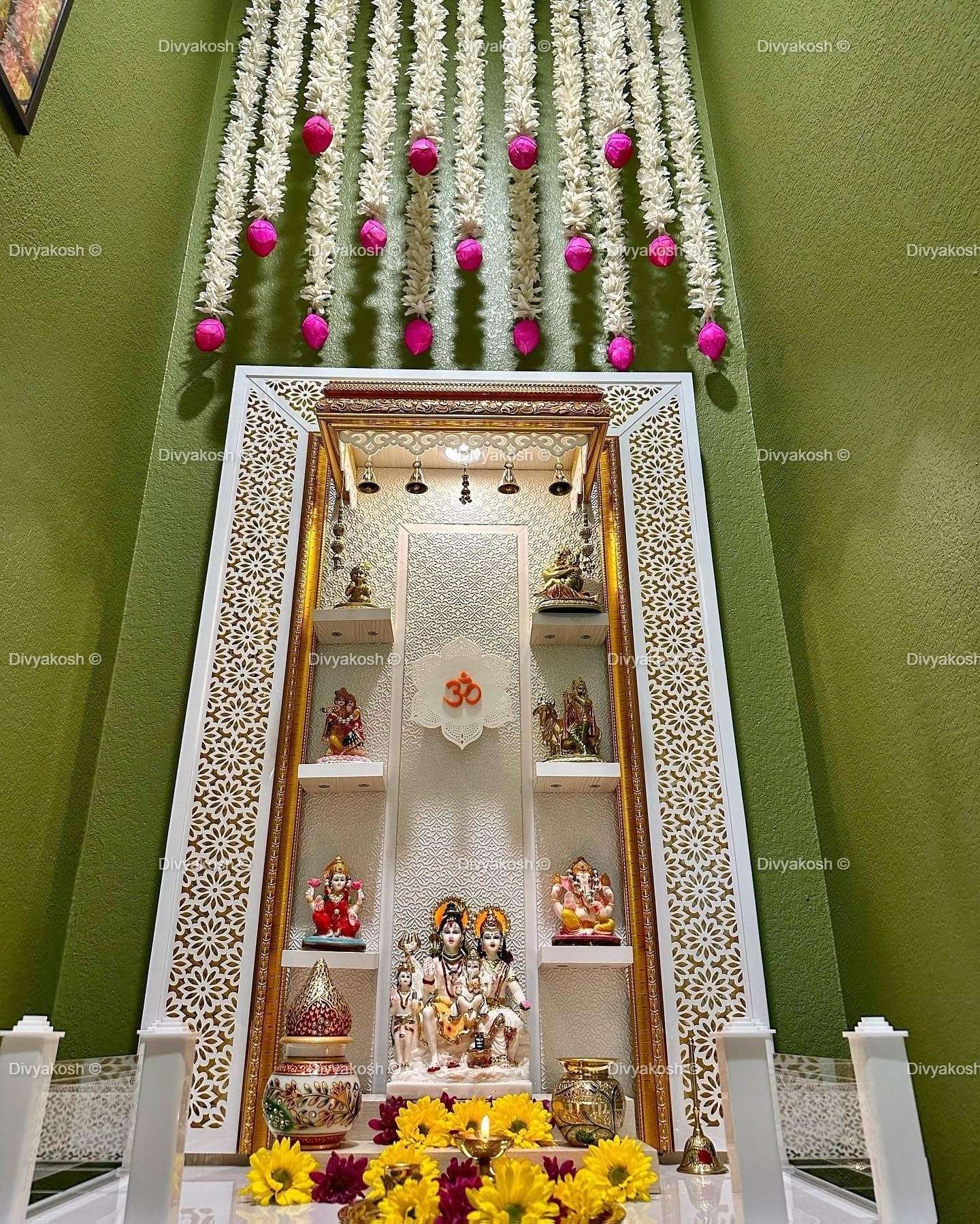 Divyakosh Lotus Hanging 12 Pcs | Floral Wall Hangings for Temple and Stage Decor | Handmade Decoration for Home, Diwali & All Festival Decor | 40 Inch Each, Export Quality 3