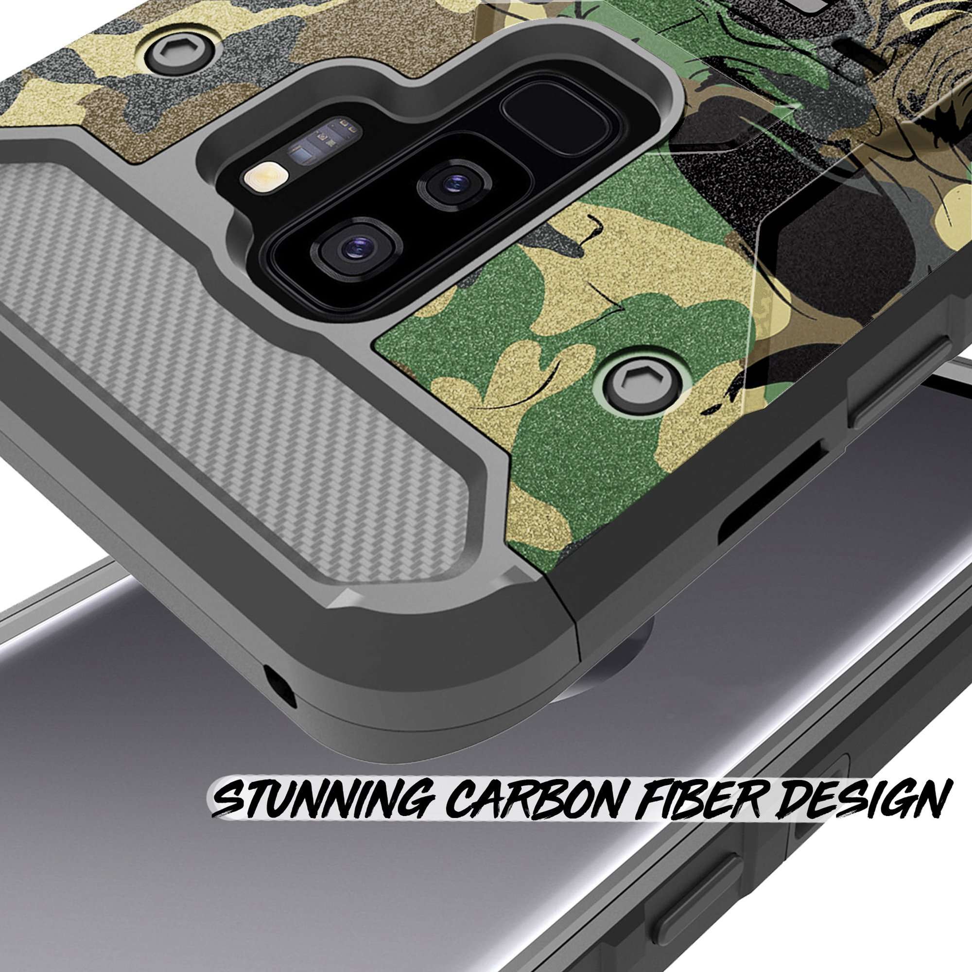 Untouchble Combo Case Compatible with Samsung Galaxy Note 9, Note 9 Holster Case [Tank Series] Triple Layer Inner TPU Bumper Two Piece Shell Kickstand Belt Clip Rugged Cover - Jungle Camo Skull 2