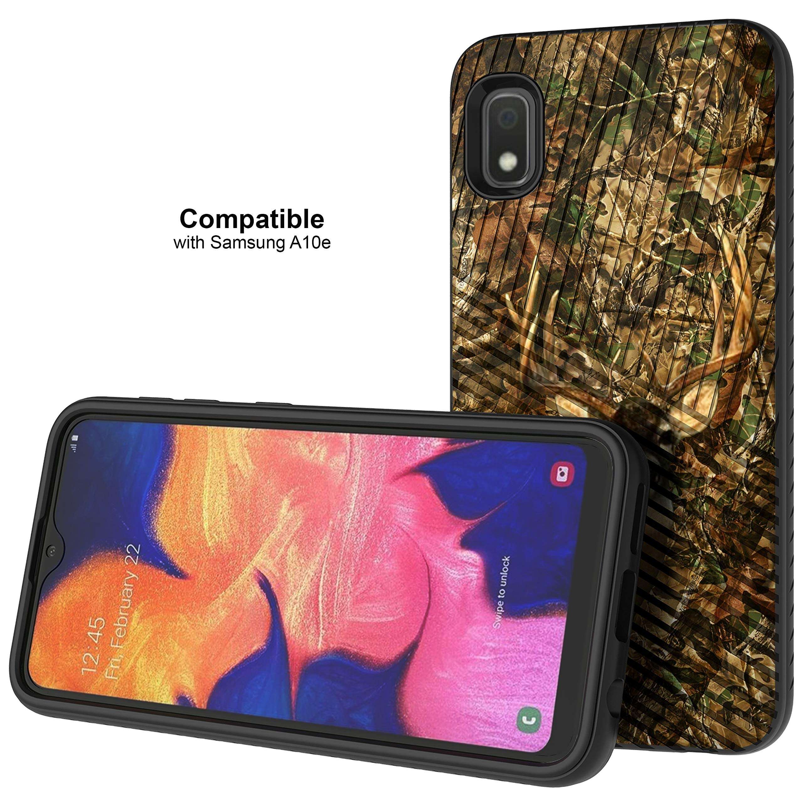 MINITURTLE Compatible with Samsung Galaxy A10e, Samsung Galaxy A20e Hard Shell Embossed Case Protective Dual Layer - Deer Hunting Camo 5