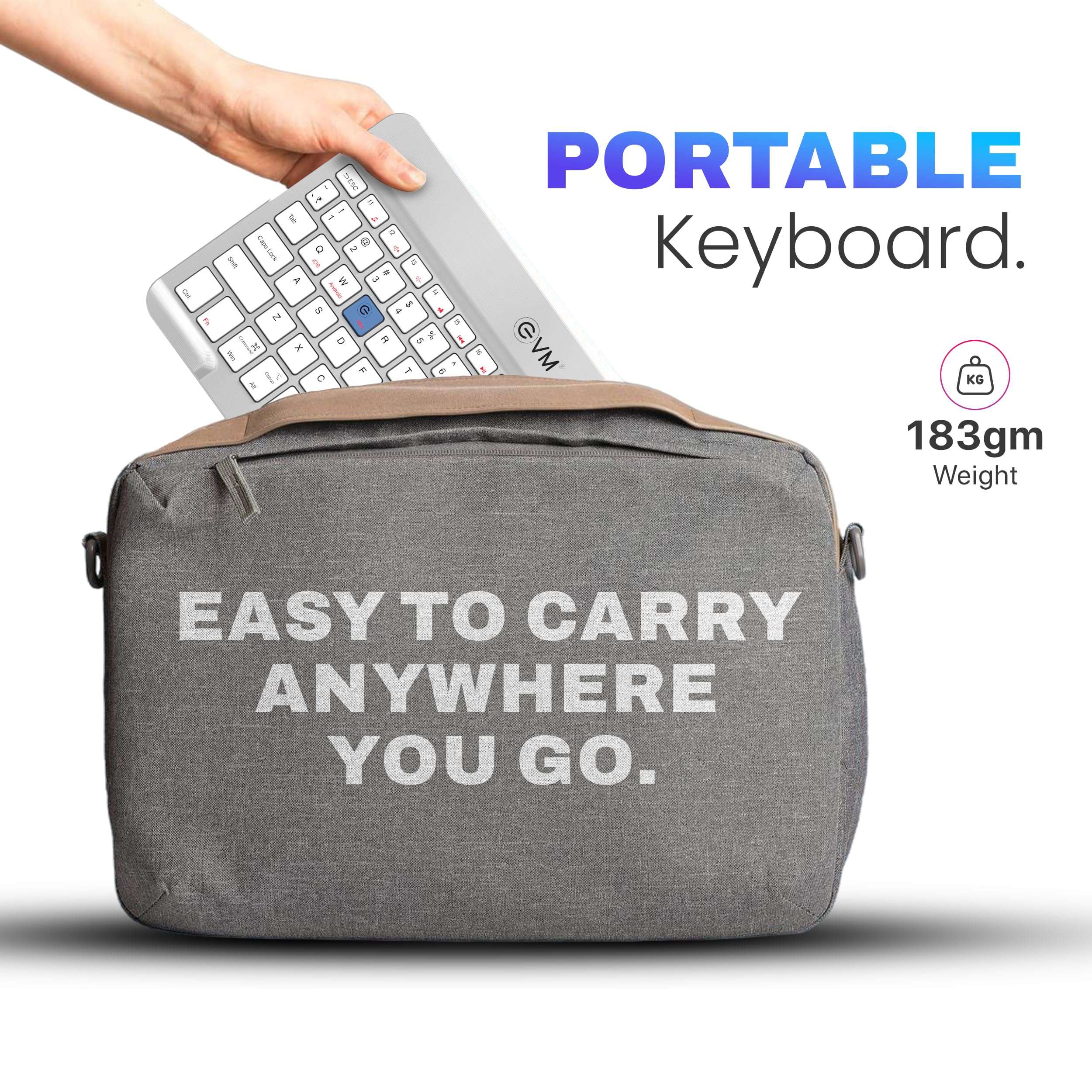 EVM EnEdge 9.7" Wireless Bluetooth Keyboard – Rechargeable, Ultra-Slim & Lightweight, Type-C Charging, Compatible with Tablets, Smartphones & Multi-Device Use 1-Year Warranty (WLKM-S) 5