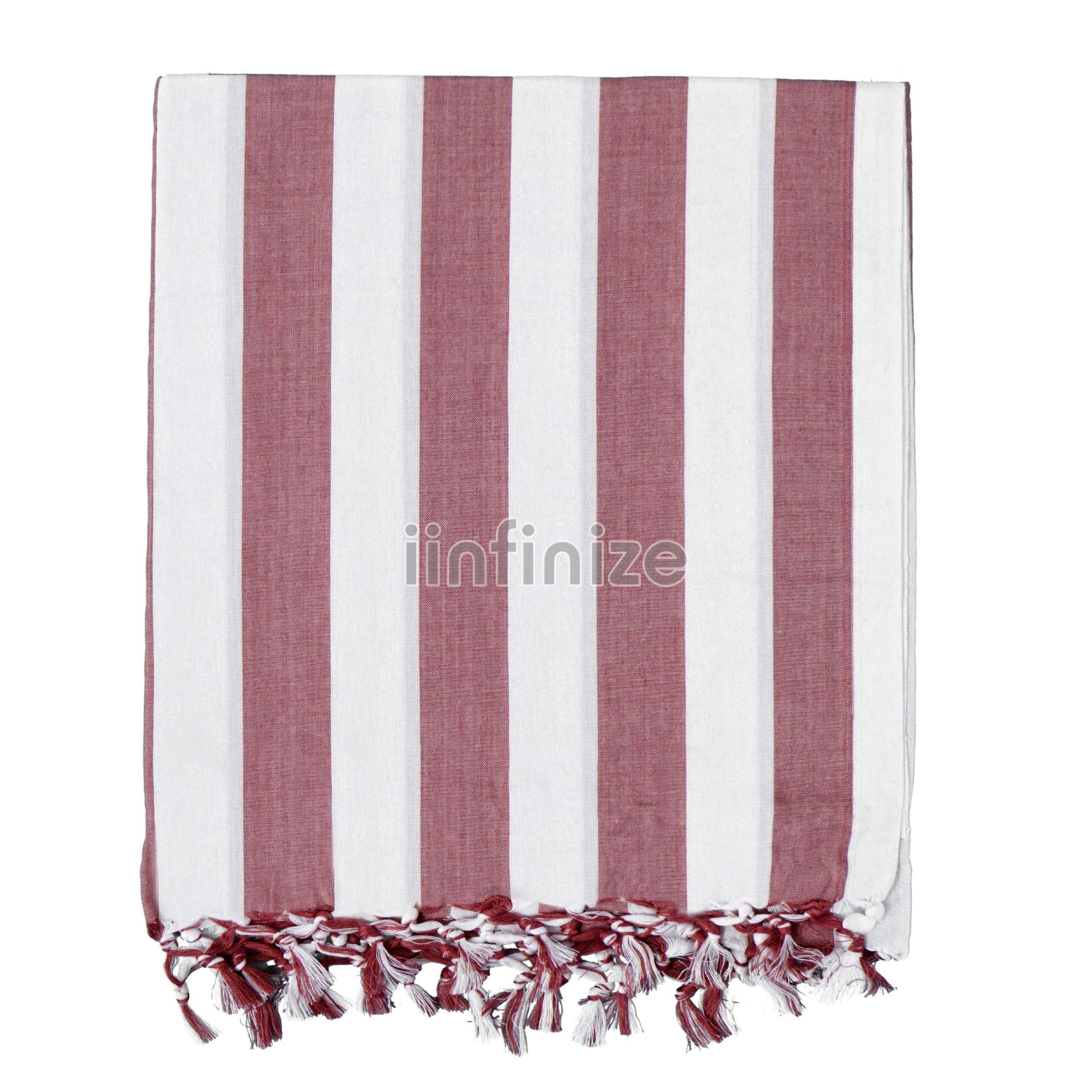 iinfinize Luxurious Cotton Chadar Bohemian Handloom Chadar Bedding Bedspread Chadar Long Lasting Authenthic Chadar | 50X90 Inch | White & Peach 2