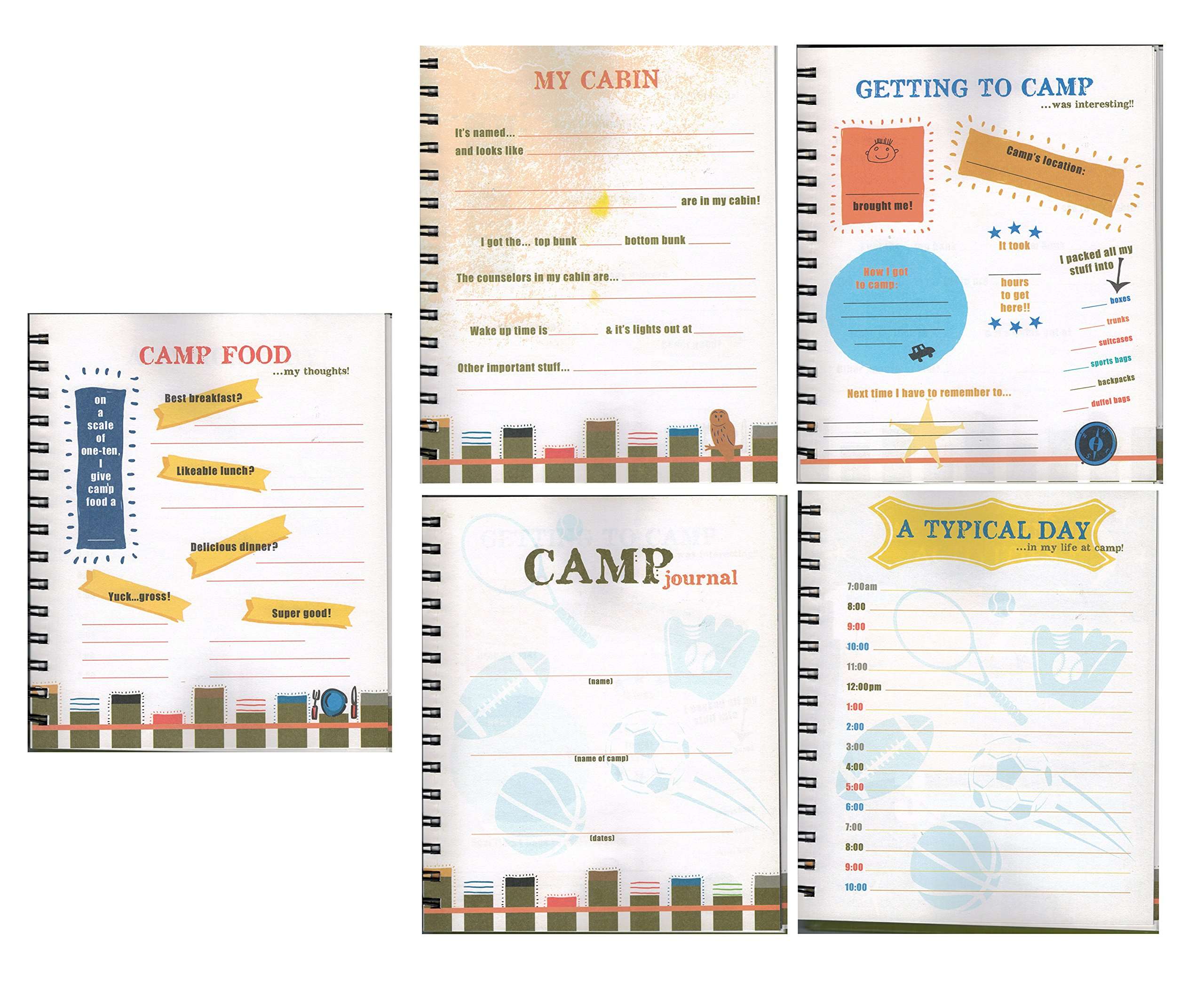 Hardcover Spiral Camp Journal, 24 Pages With Designs, A great keepsake with all his camp memories! 4