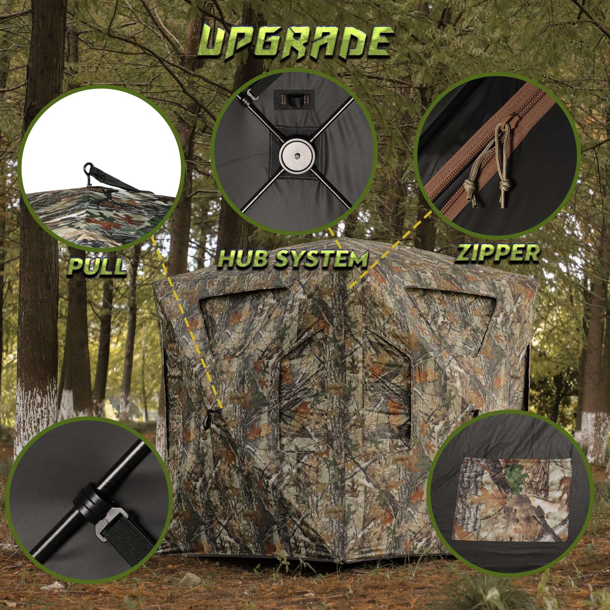 Lenotos Hunting Blind, 2-3 Person Pop Up Ground Blind with Carrying Bag, Portable Resilient Hunting Tent(A-1014) 5