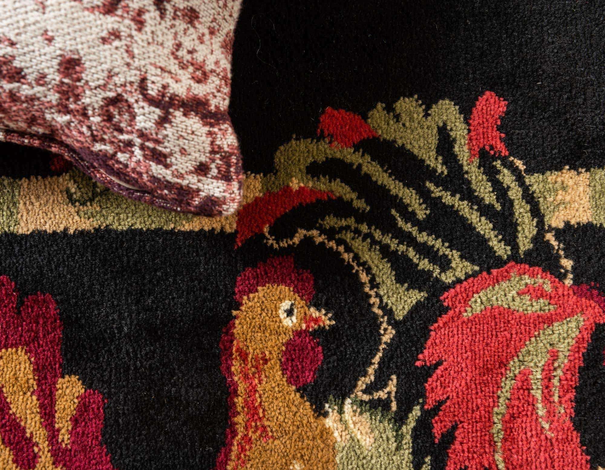 Unique Loom Barnyard Collection Area Rug - Farm (4' 1" Square, Black/ Cream) 5