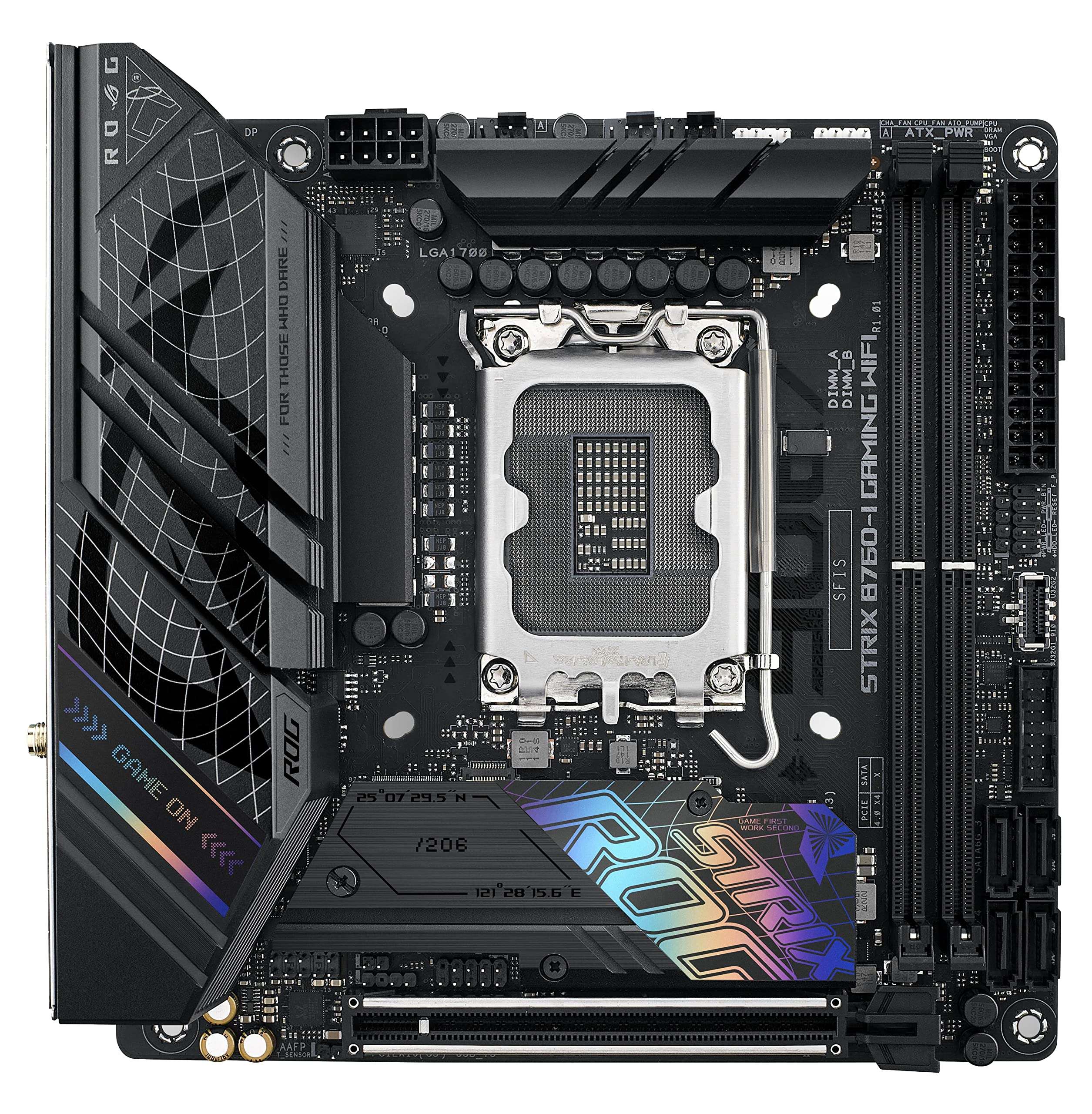 ASUS ROG Strix B760-I Gaming WiFi - Intel B760 LGA 1700 Mini ITX Motherboard (DDR5, 8 + 1 DrMOS, PCIe 5.0, 2 x PCIe 4.0 M.2, WiFi 6E, 2.5G Ethernet, USB 3.1 Gen 2 x 2 Type-C, Aura Sync RGB) 3
