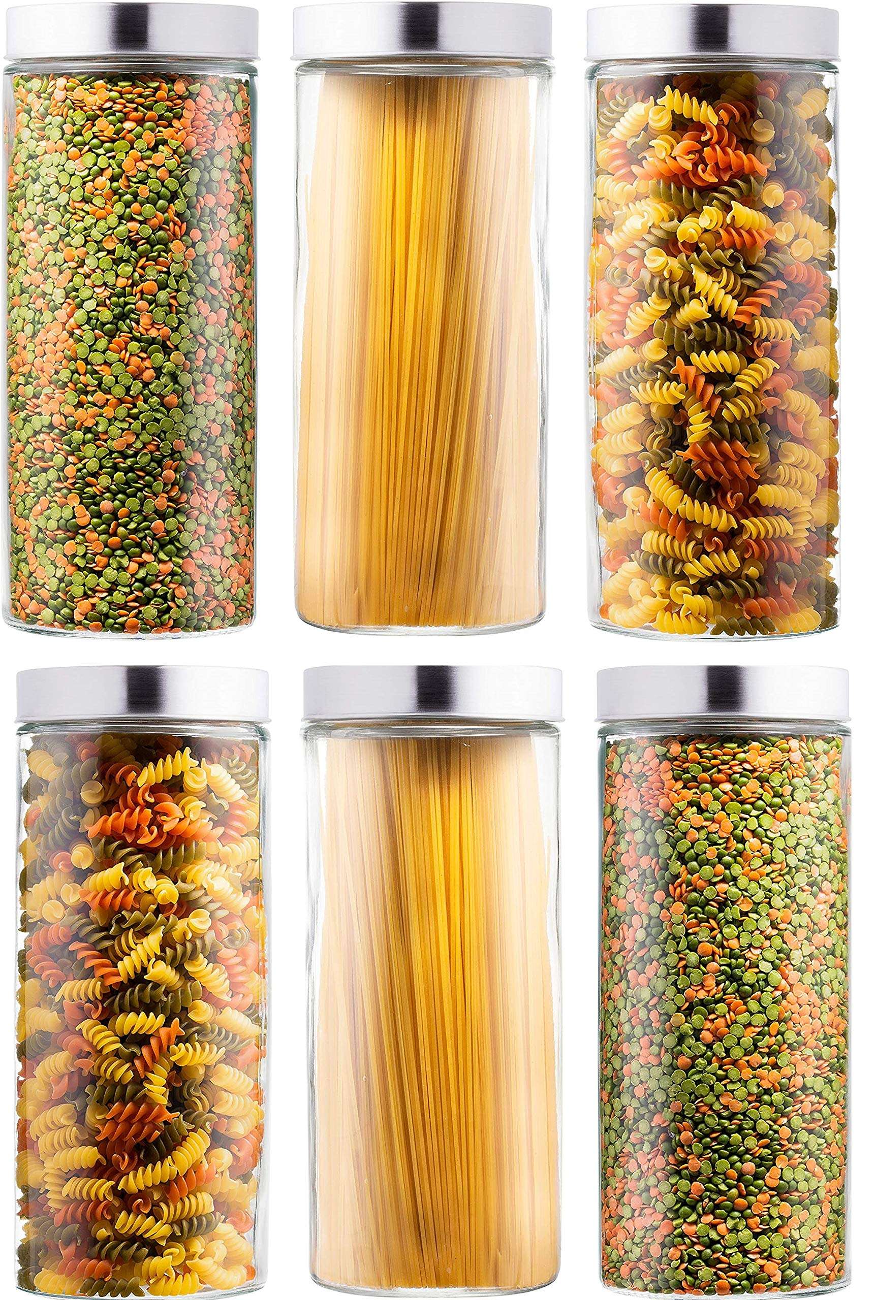 DCOR Shine 500 ml Glass Jars and containers with air Tight Metal lid for Kitchen Storage Jars,Spice Storage Jars and Silver lid Bamboo (2) 3