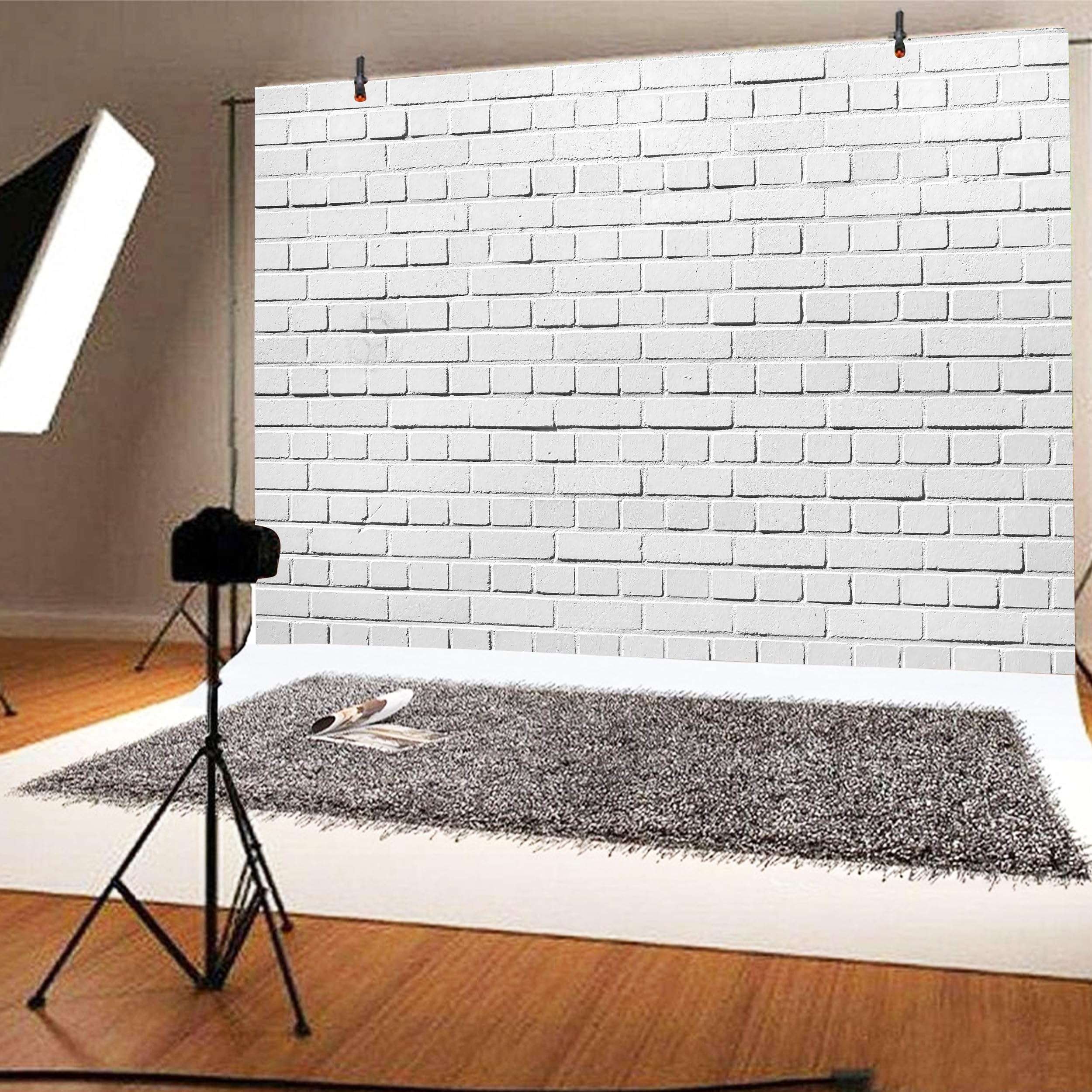 Art_Angels White Brick Wall Photo Backdrop 10 x 8 ft Polyester Fabric Vintage White Grey Stone Wall Background Kids Adults Portrait Photo Booth for Birthday Graduation Party Home Decoration Banner 6