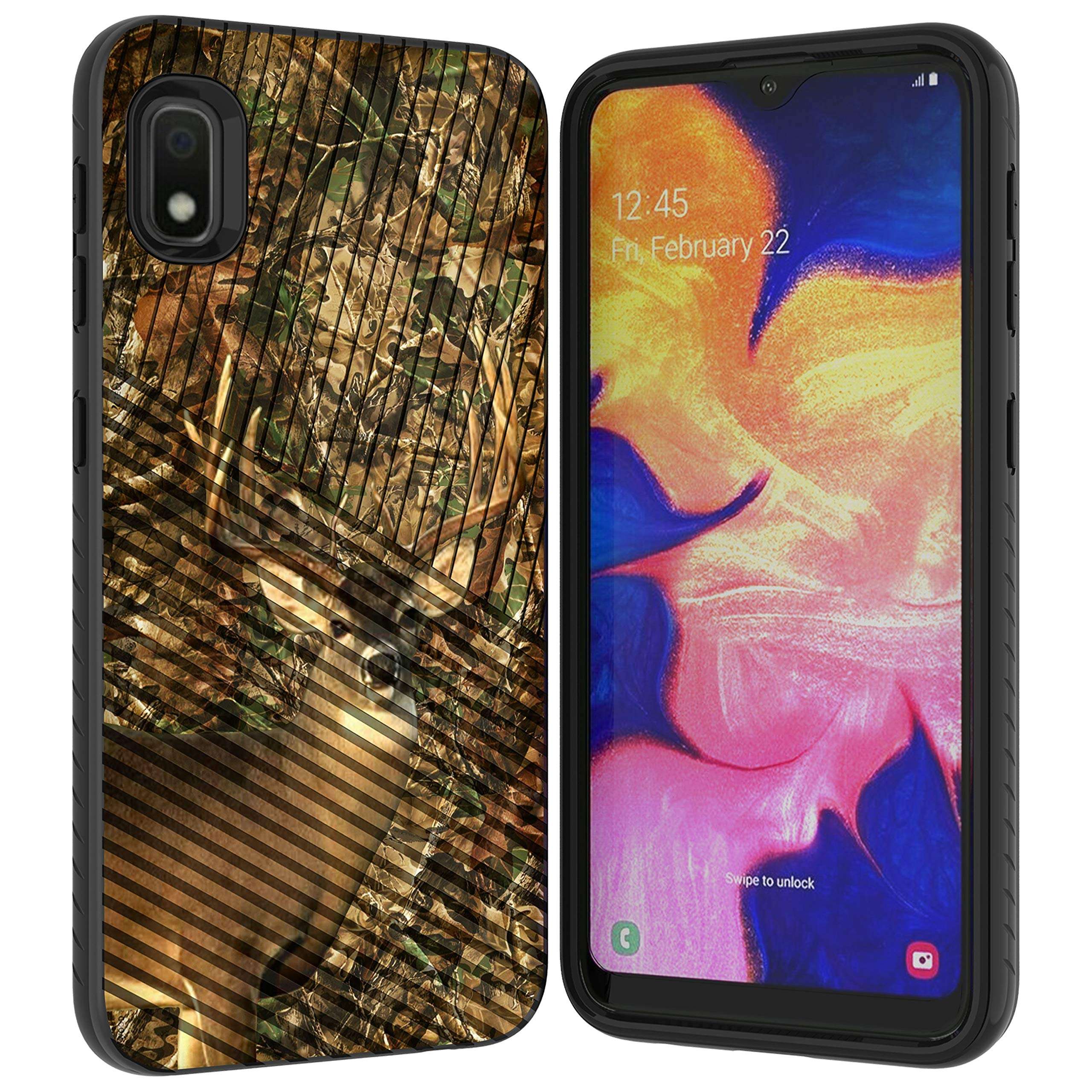 MINITURTLE Compatible with Samsung Galaxy A10e, Samsung Galaxy A20e Hard Shell Embossed Case Protective Dual Layer - Deer Hunting Camo 6
