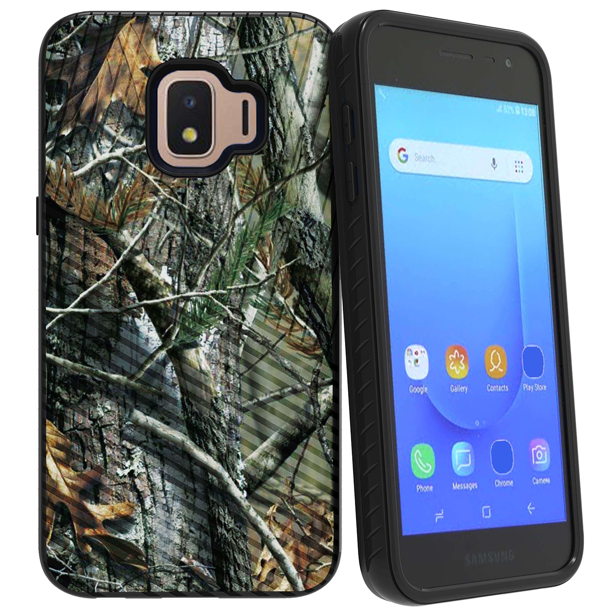 MINITURTLE Compatible with Samsung Galaxy J2 Core, Samsung Galaxy J2 Pure, Samsung Galaxy J2 Dash, J2 (2019) Hard Shell Embossed Case Protective Dual Layer - Tree Camo 2