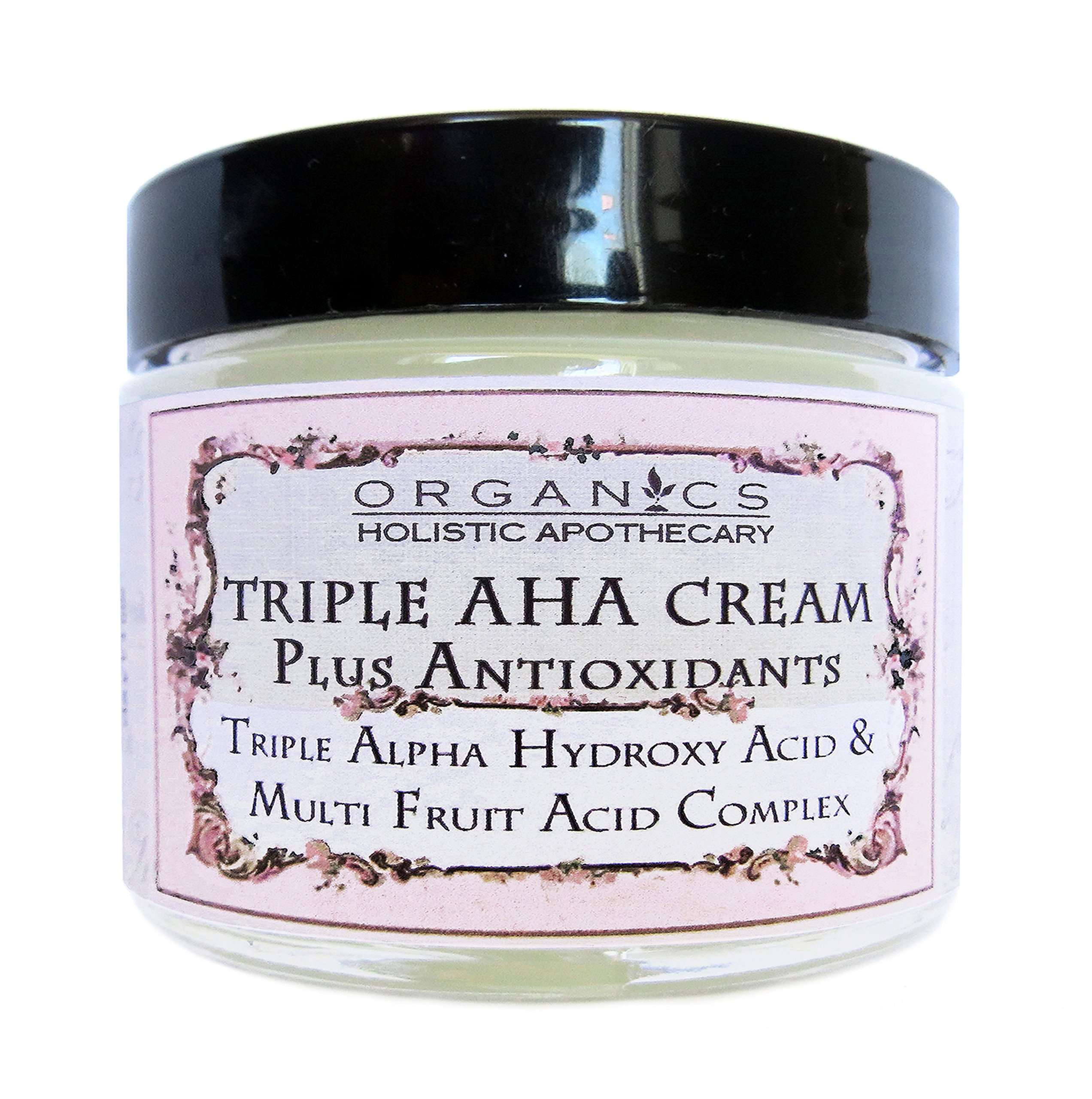 AHA Face Cream Triple Alpha Hydroxy Acid & Multi Fruit Acids Complex. Refines Texture, Pores & Wrinkles - Lac­tic Acid, Glycolic Acid, Citric Acid, and Malic and Tartaric Acids - Facial Moisturizer 1