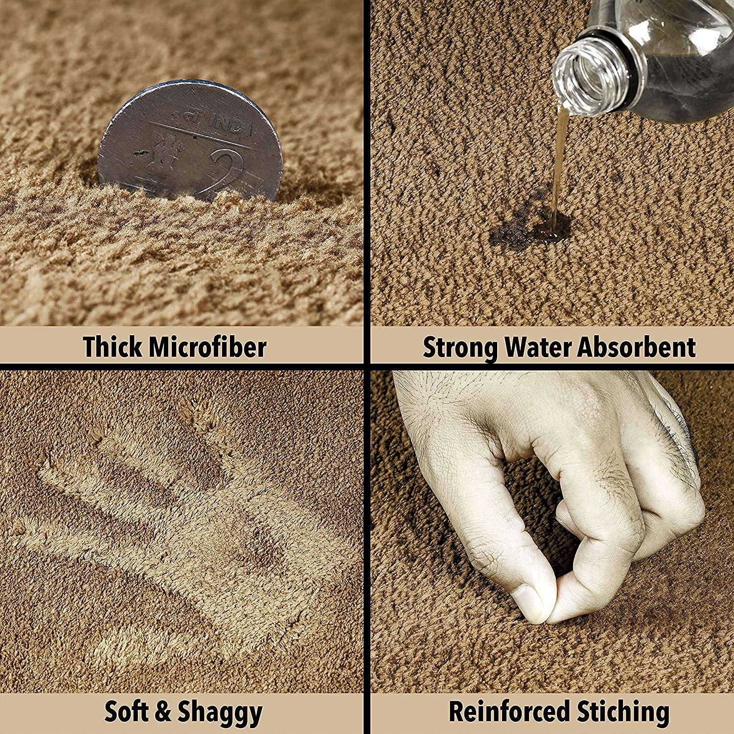 BluBasket Anti-Slip Bath Mat, Bathroom Rug, Floor mat Suitable for Kitchen, Bedroom and Bathroom, Water Absorbent,Machine Washable (Camel)(40 x 60 cm) 4