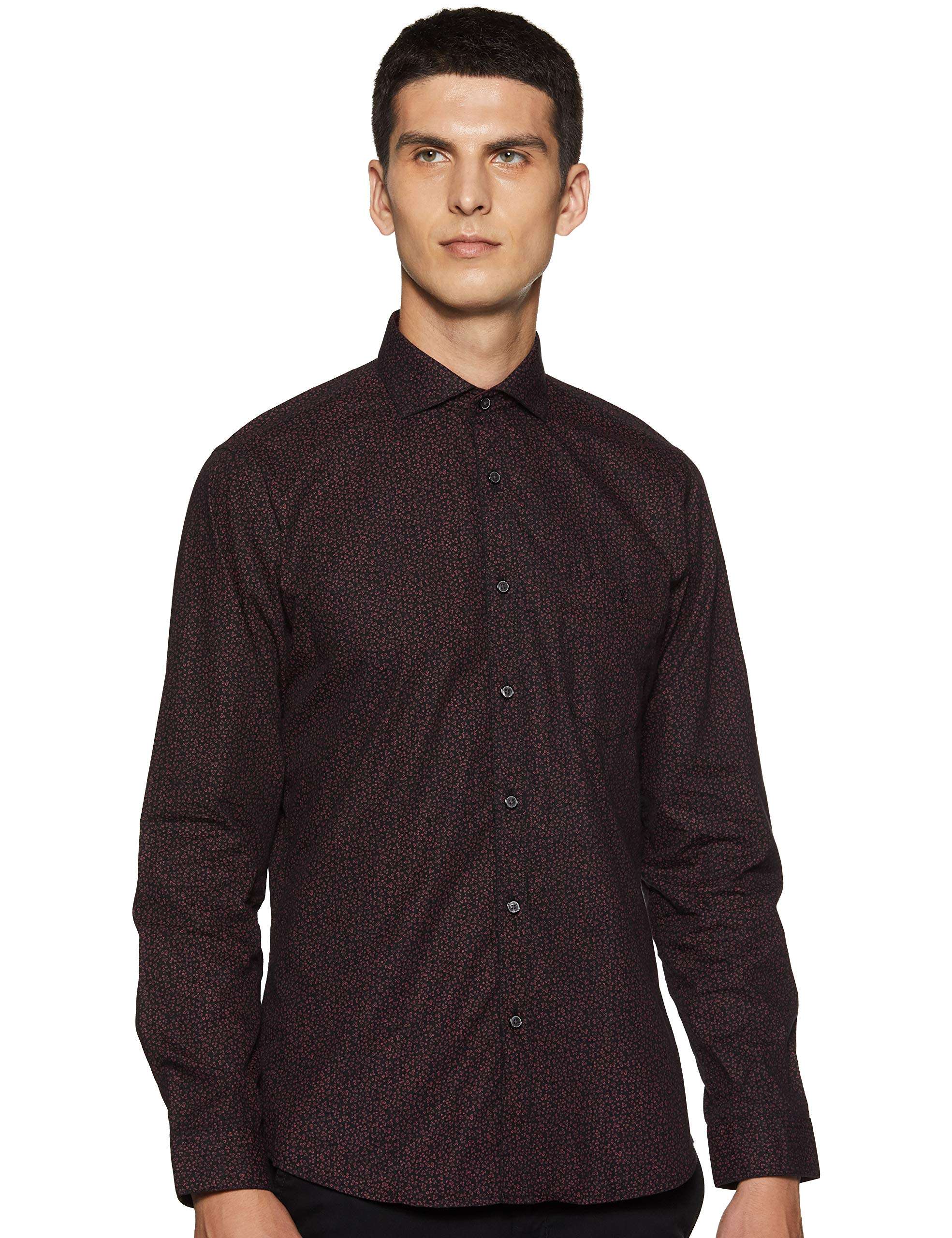Van Heusens Men's Printed Slim fit Casual Shirt (VSSFWSLF341775_Black_42) 1