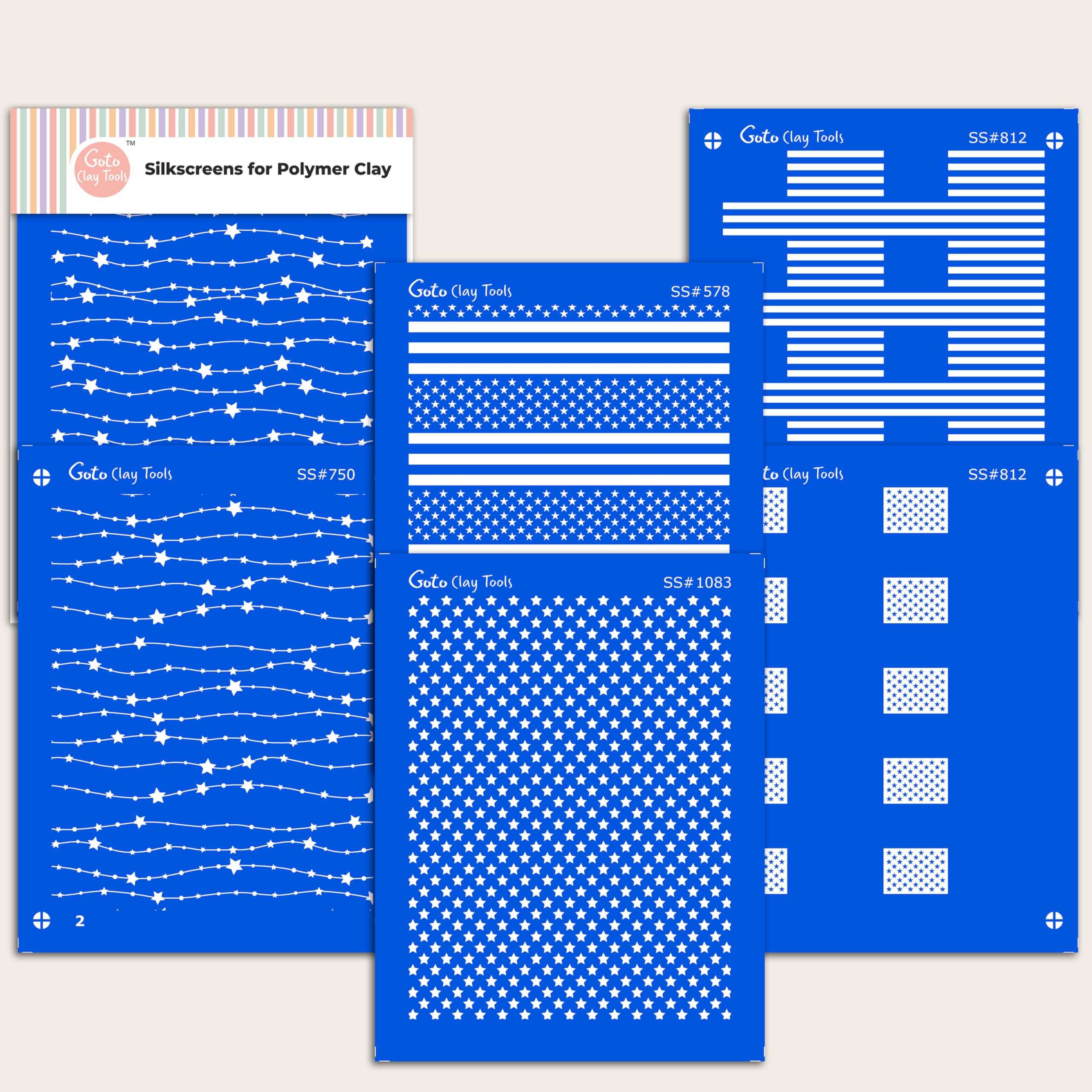 GOTO Clay Tools Multi Pattern Silk Screen Stencils for Polymer Clay, 3 PCS Polka dots Pattern Silkscreen for Polymer Clay Earring Making, Reusable Silk Screen Stencils SSCMB-2 5