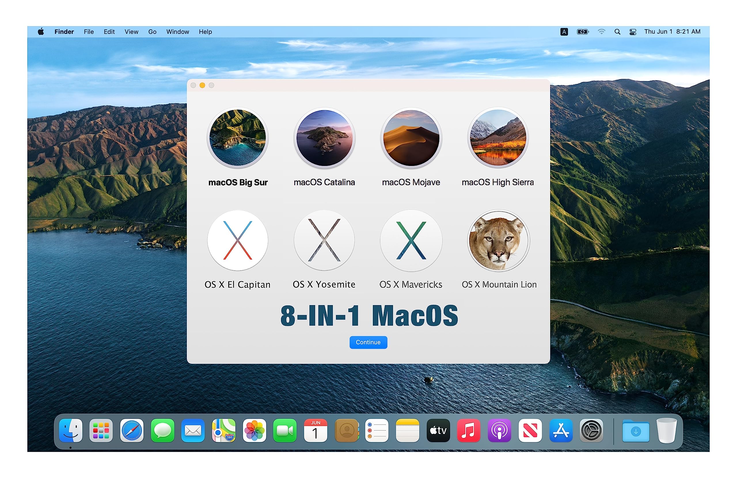 FOTN 8-in-1, Big Sur、Catalina、Mojave、High Sierra、El Capitan、Yosemite、Mavericks, Bootable USB Drive 3.2, Reinstall/Upgrade Mac OS X