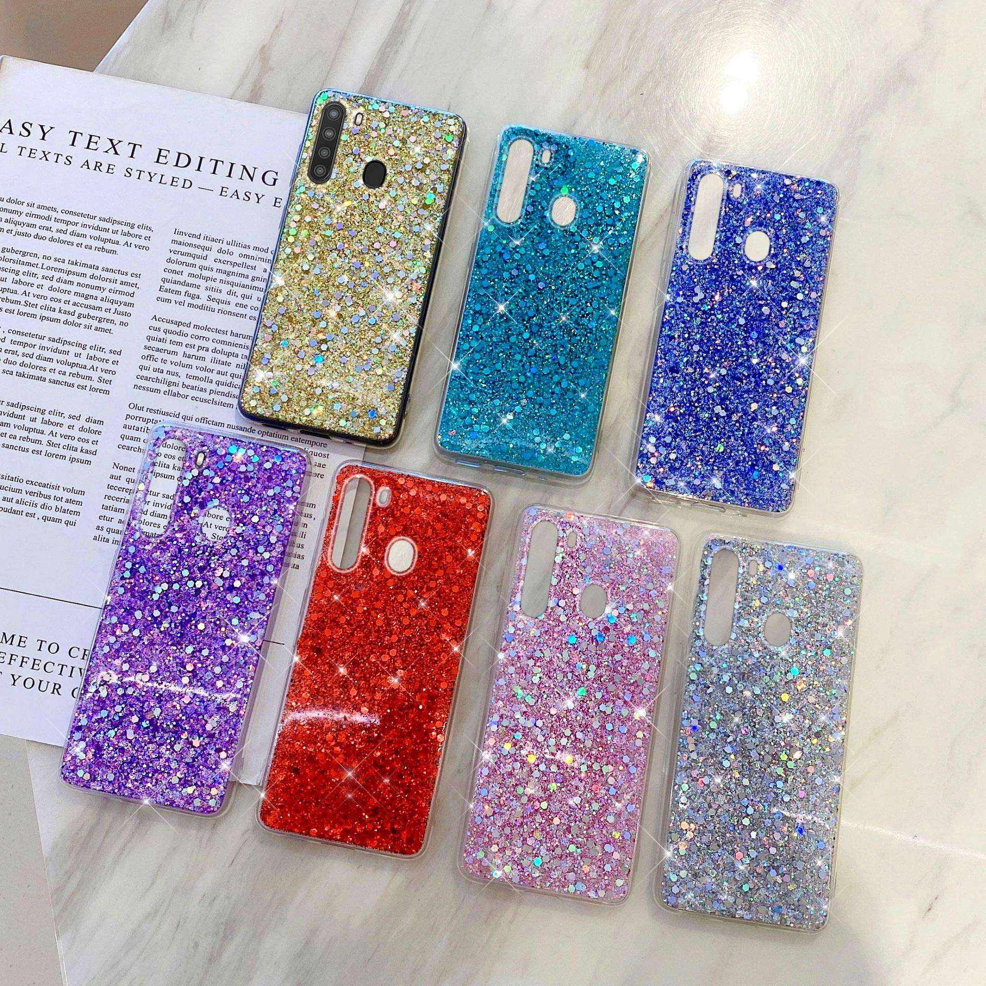 Case for Galaxy A21 Glitter Case,Girls Women Sparkle Twinkle Bling Crystal Glitter Soft Flexible TPU Silicone Rubber Gel Shell Shockproof Slim Fit Protective Phone Case Cover for Galaxy A21,Silver 2