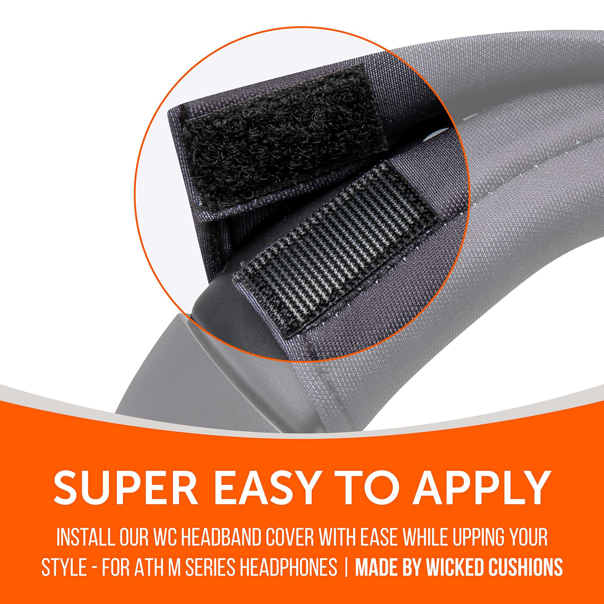 WC BandZ Protective Headphone Headband Cover for Audio Technica ATH M Series Headphones - Machine Washable, No More Flaking Leather - Compatible with M50X / M50XBT / M50 / M40X & More | (Black) 3