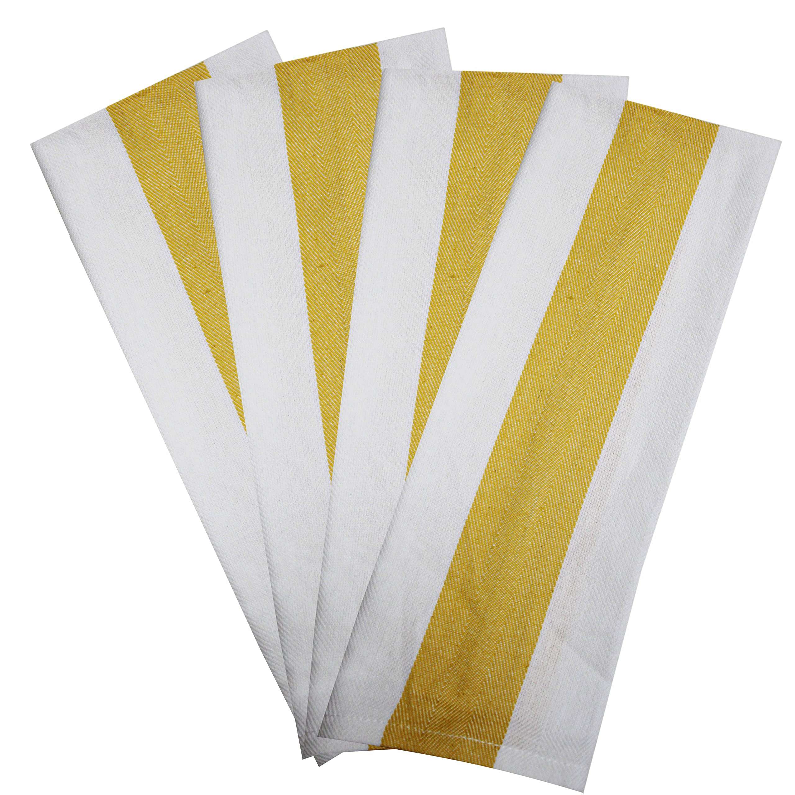 Amazon brand - Umi Herringbone Kitchen Dish Towels(16"x26",4-Pack, Yellow) 1