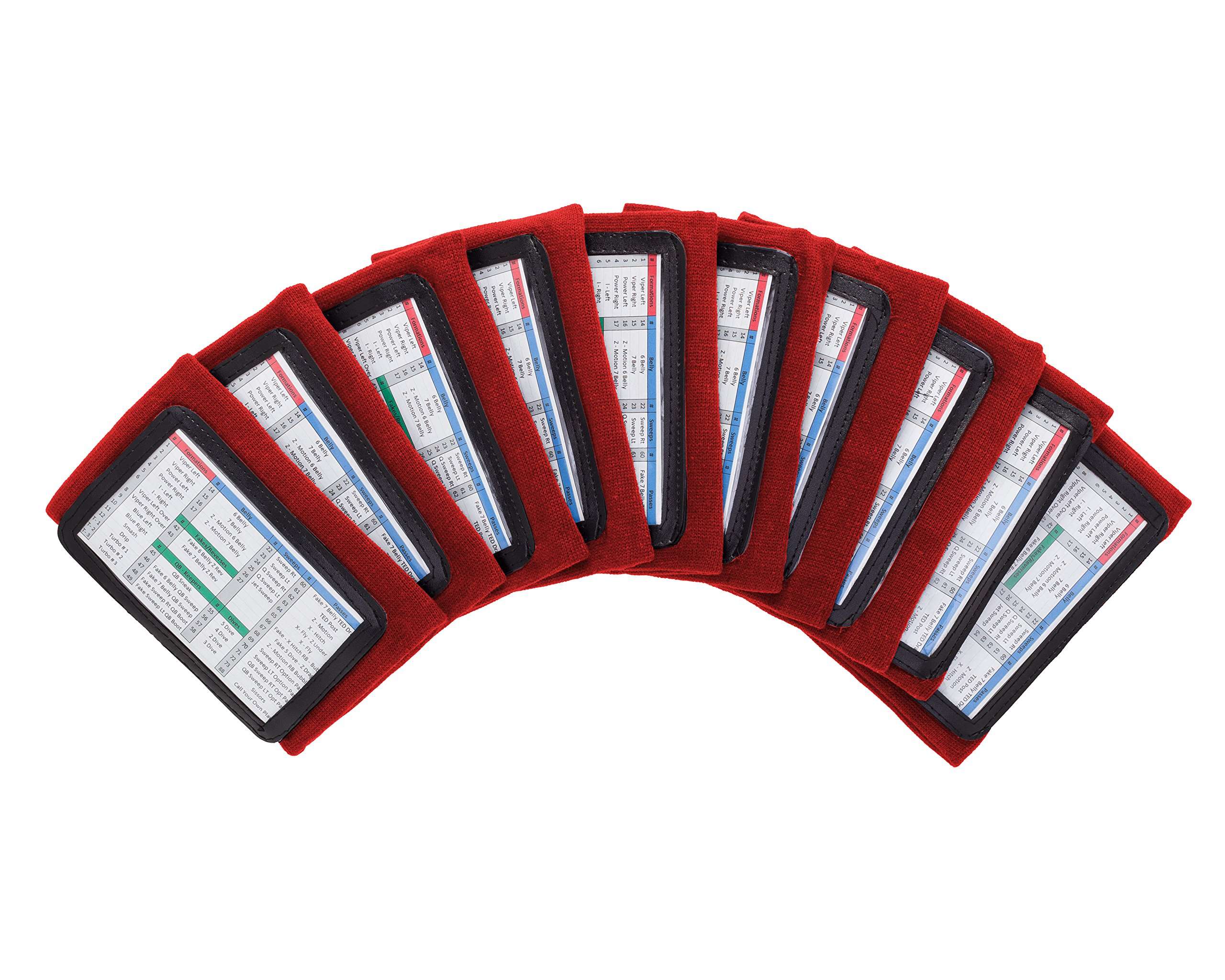 WristCoaches Football Play Wristbands - Youth Quarterback Gear - Wristband Playbook - Softball Wristbands for Signs Red