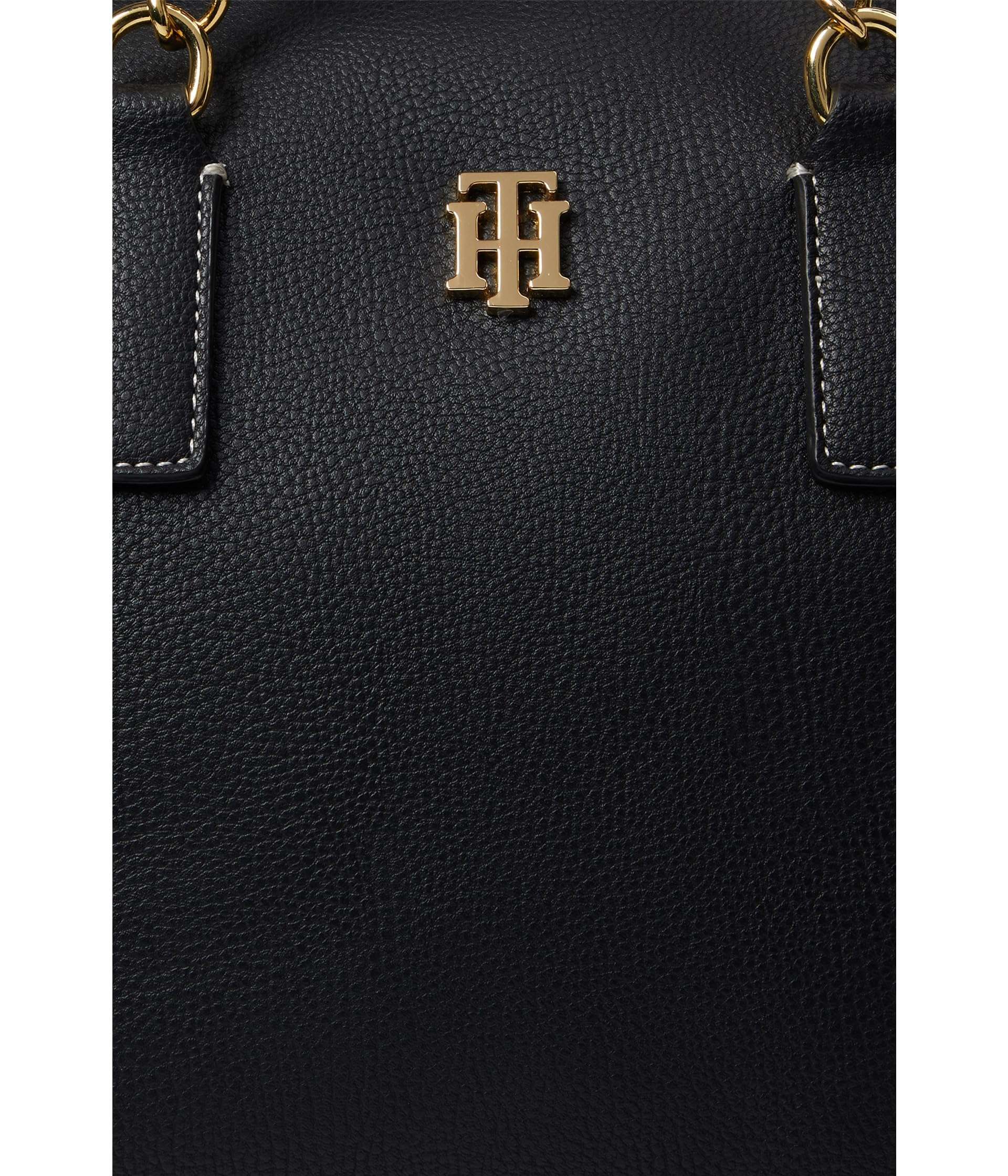 Tommy Hilfiger Maxine II Convertible Satchel w/Hangoff Pebble PVC Black One Size 5